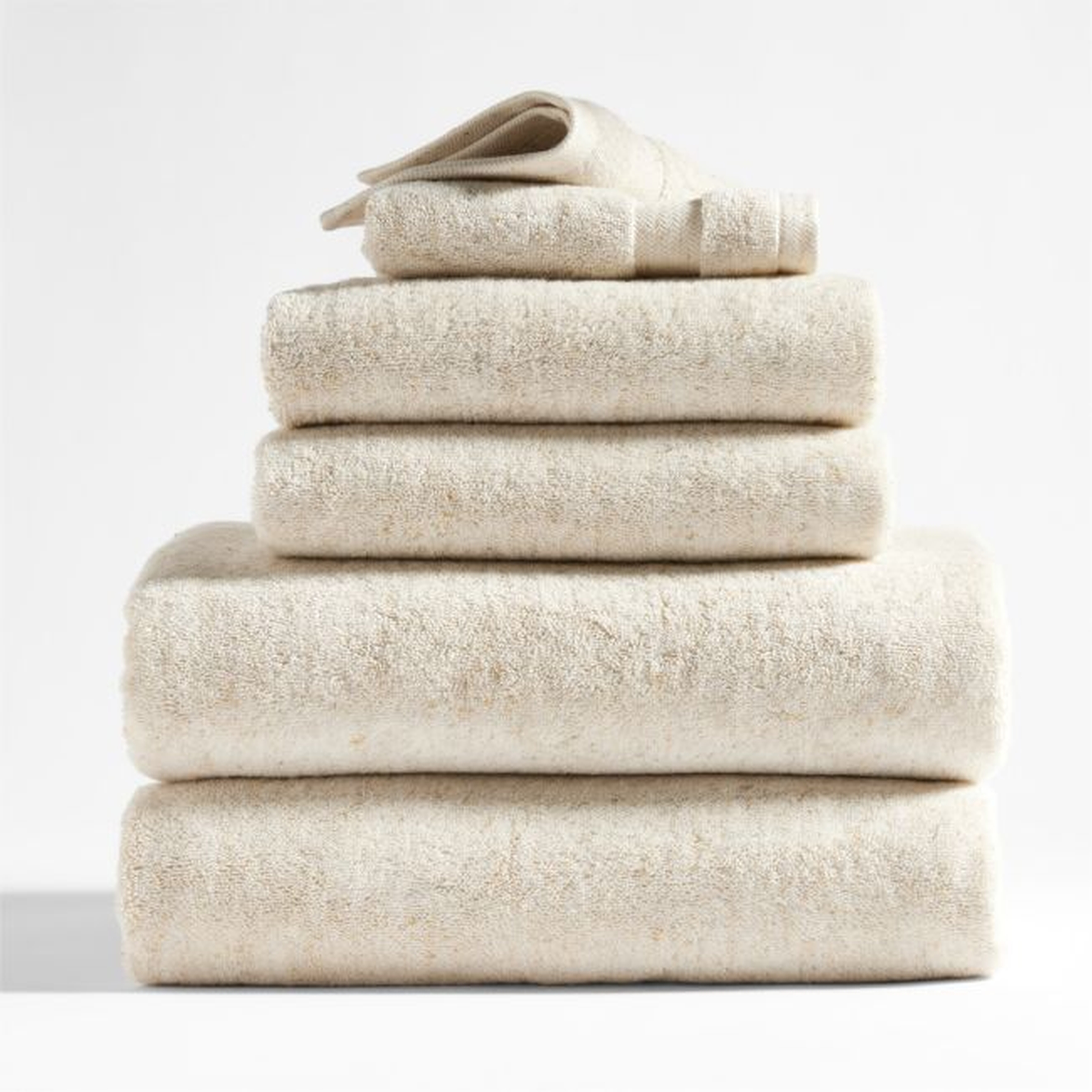 Organic Turkish Cotton Natural Beige Fleck Bath Towels, Set of 6 - Crate and Barrel