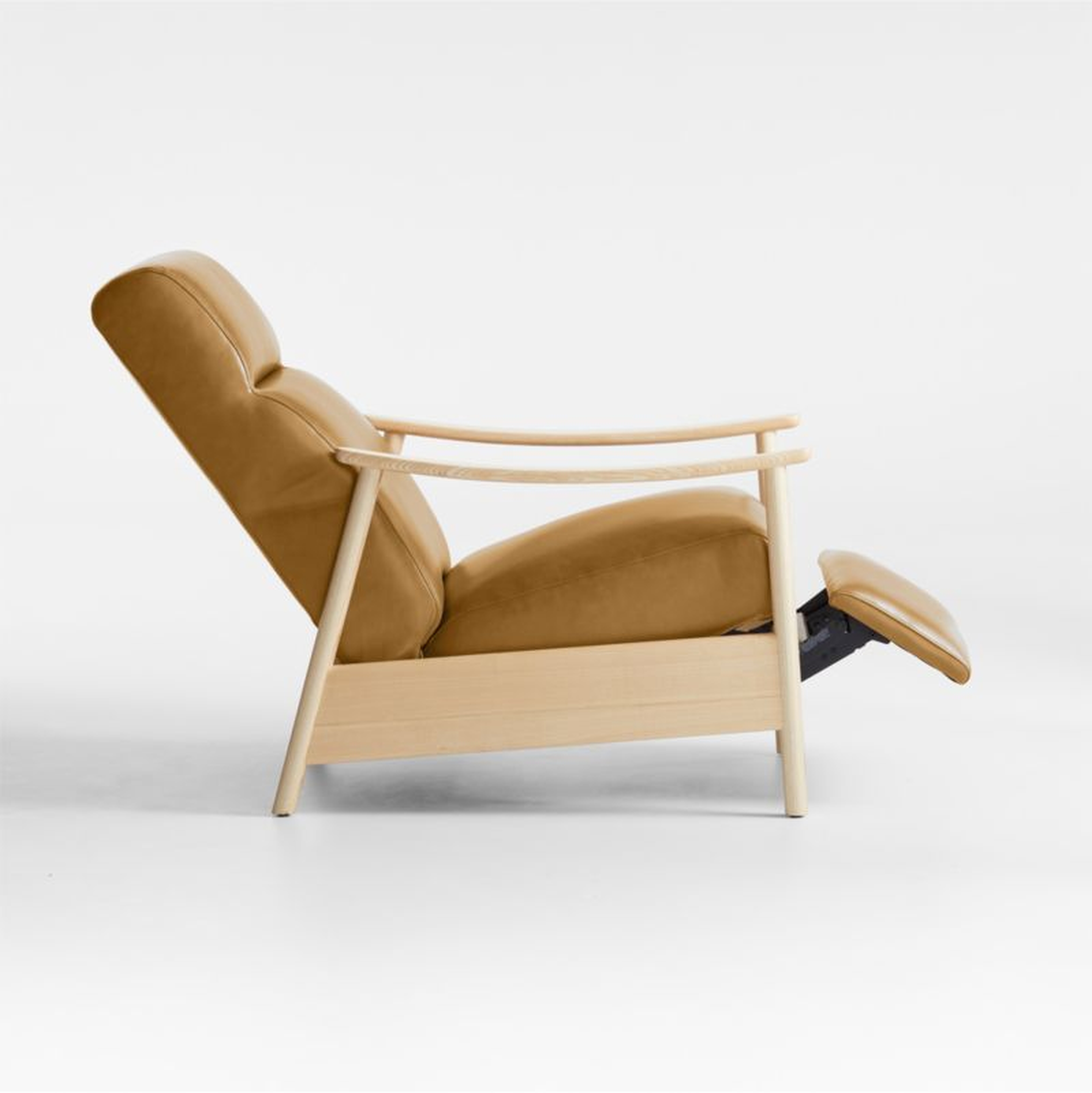 Domingo Leather Reclining Accent Chair with Wood Frame - Crate and Barrel