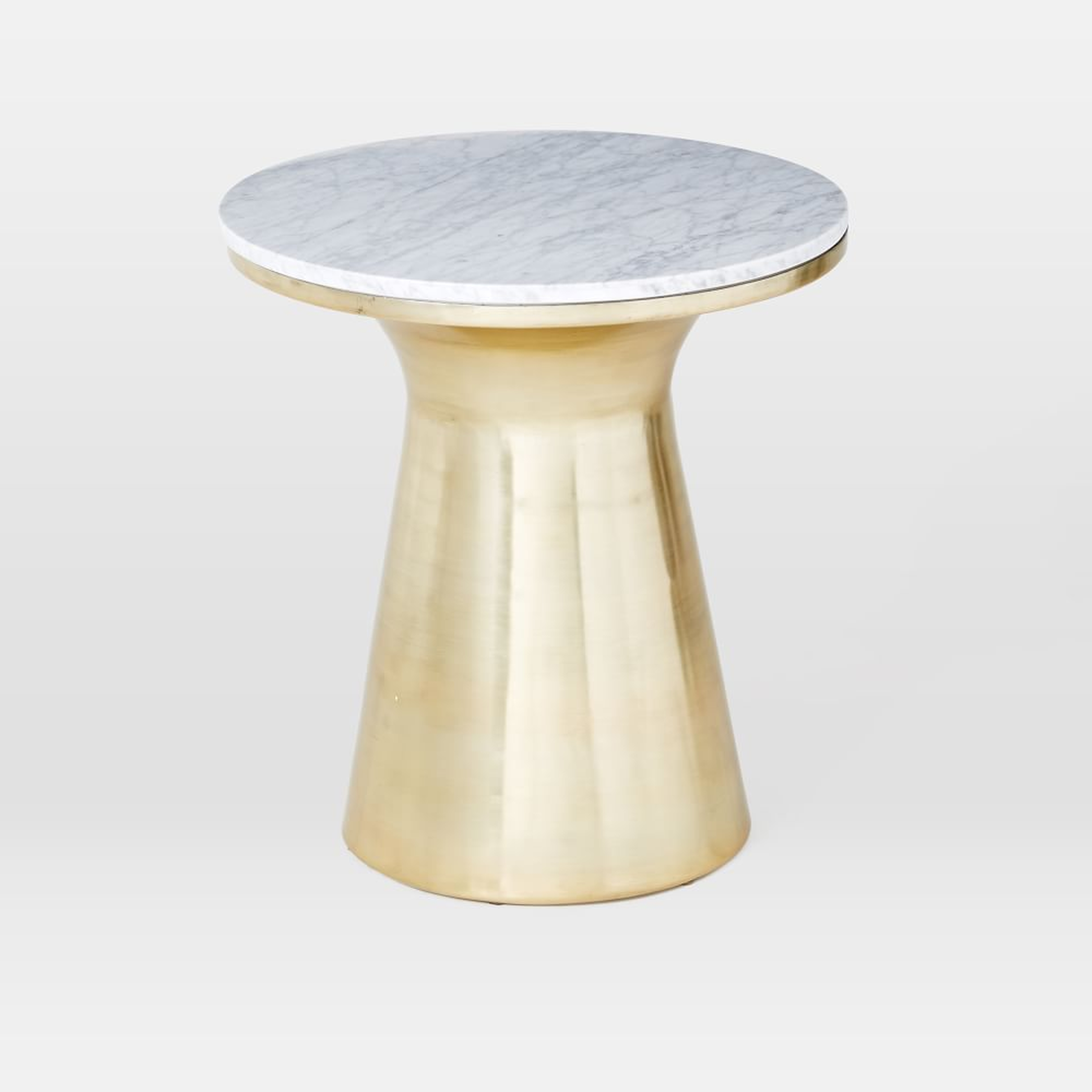 Marble Topped Pedestal Side Table, (20" Diam.), Marble/Antique Brass - West Elm