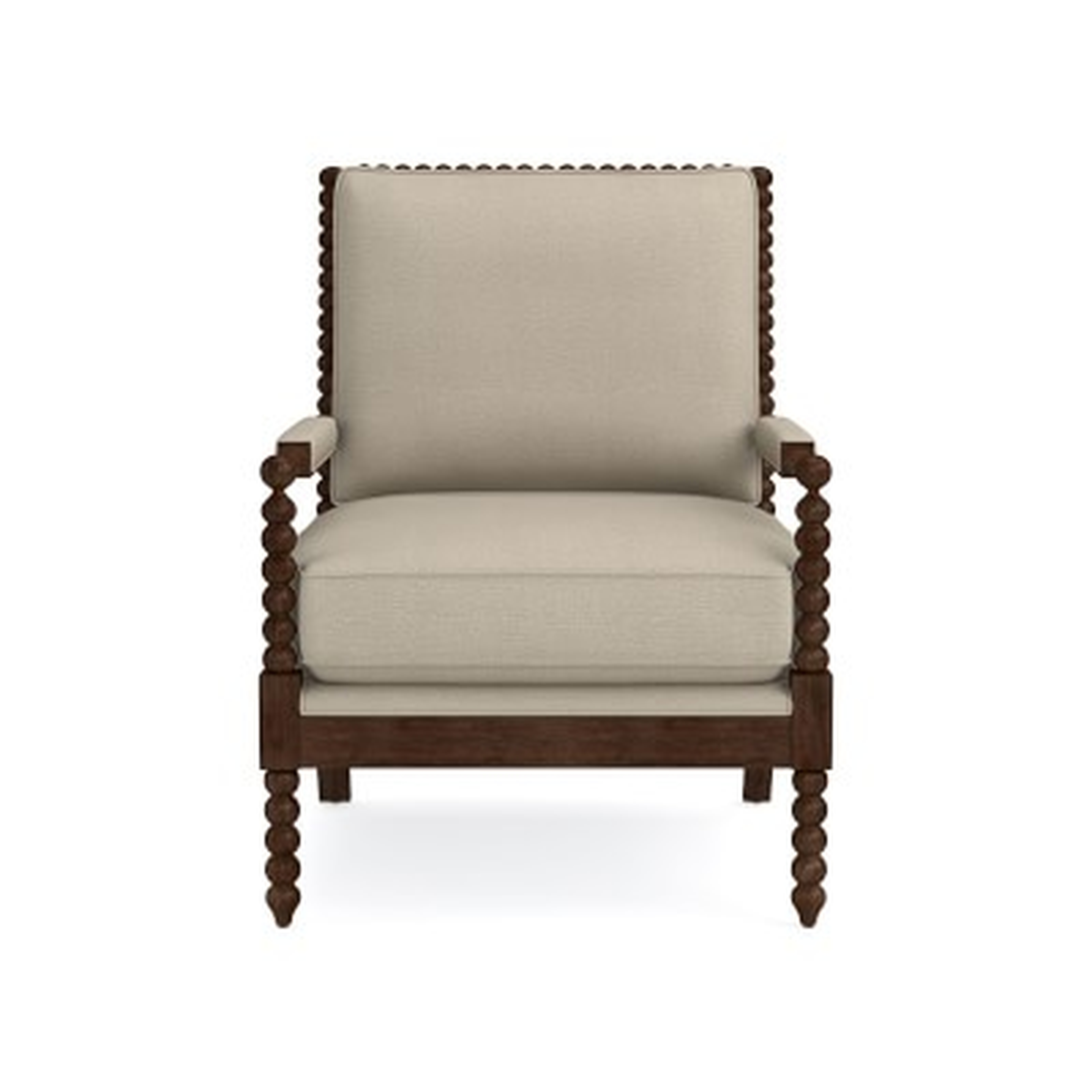 Spindle Chair, Standard Cushion, Performance Slub Weave, Sand, Natural Leg - Williams Sonoma