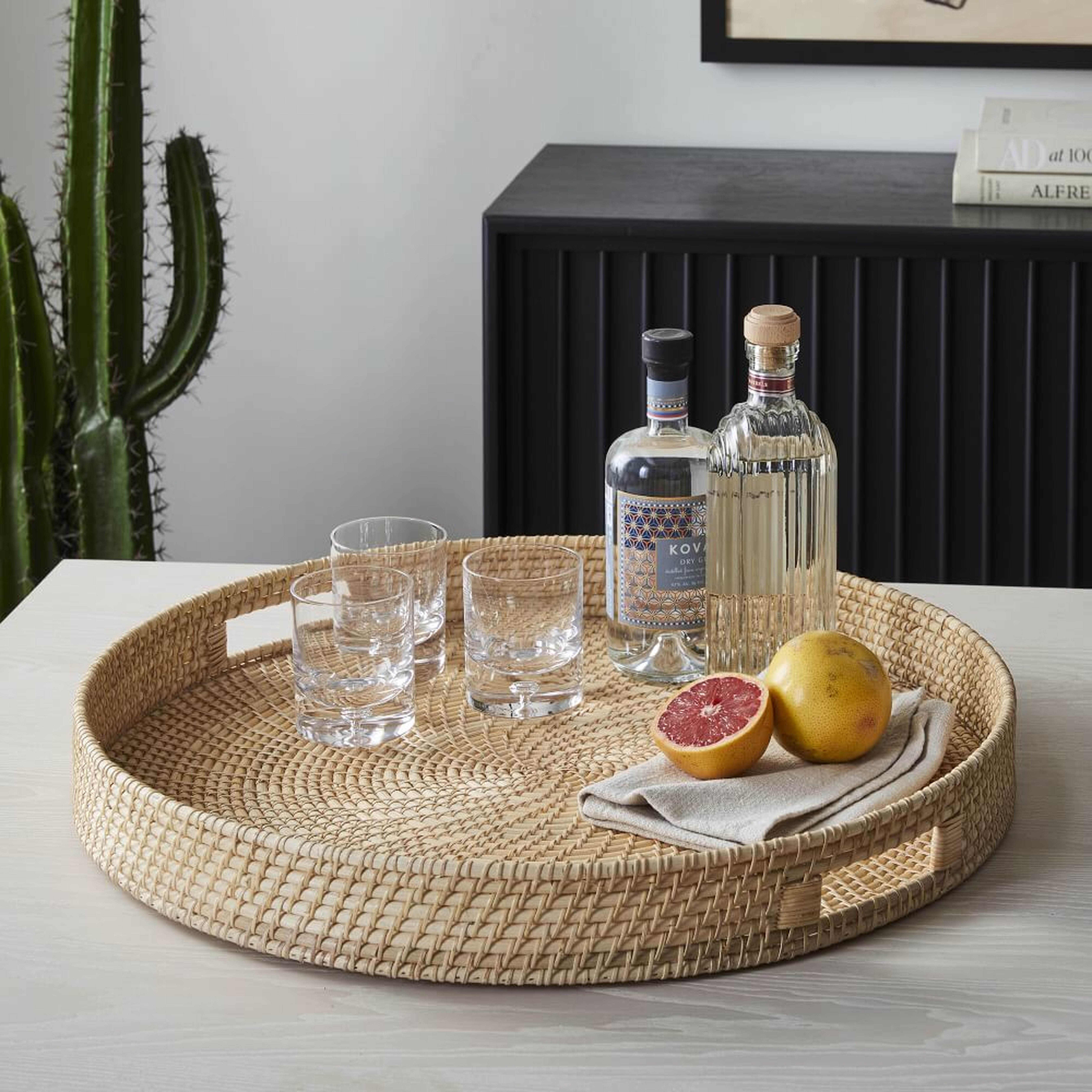 Merida Rattan Round Tray 24in, Natural - West Elm