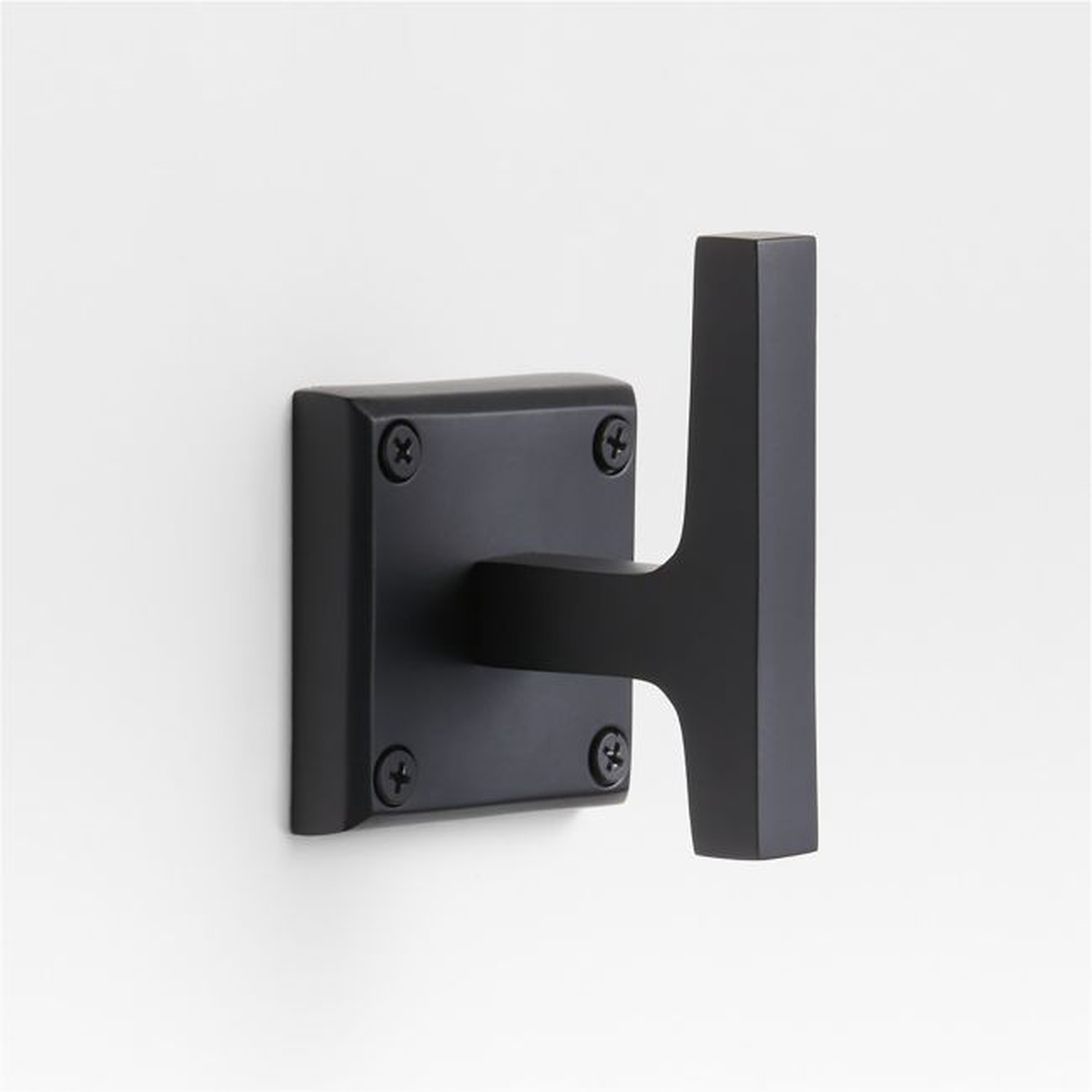 Square Edge Matte Black Bathroom Towel Hook - Crate and Barrel