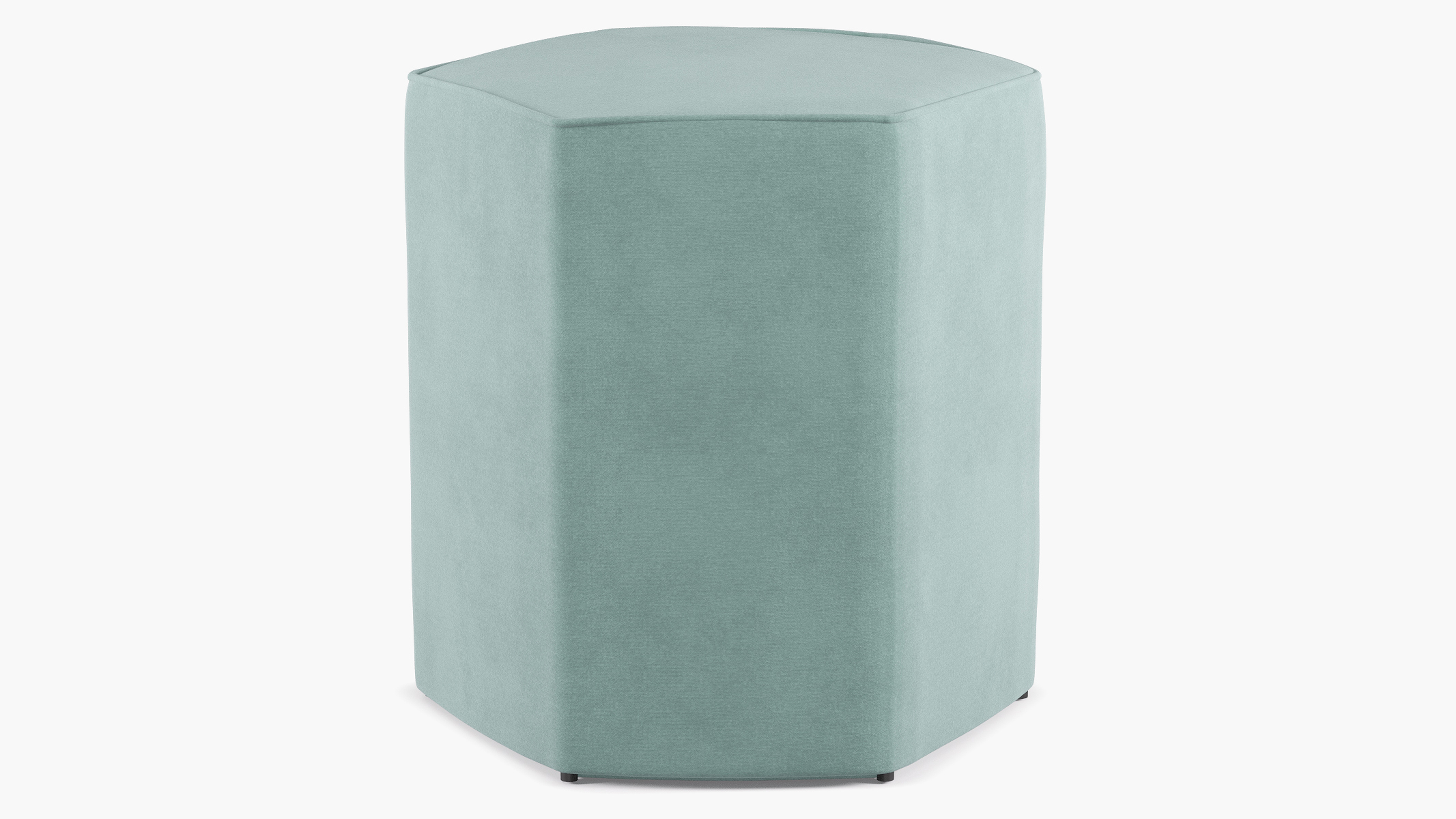 Hexagonal Ottoman, Aqua Classic Velvet - The Inside
