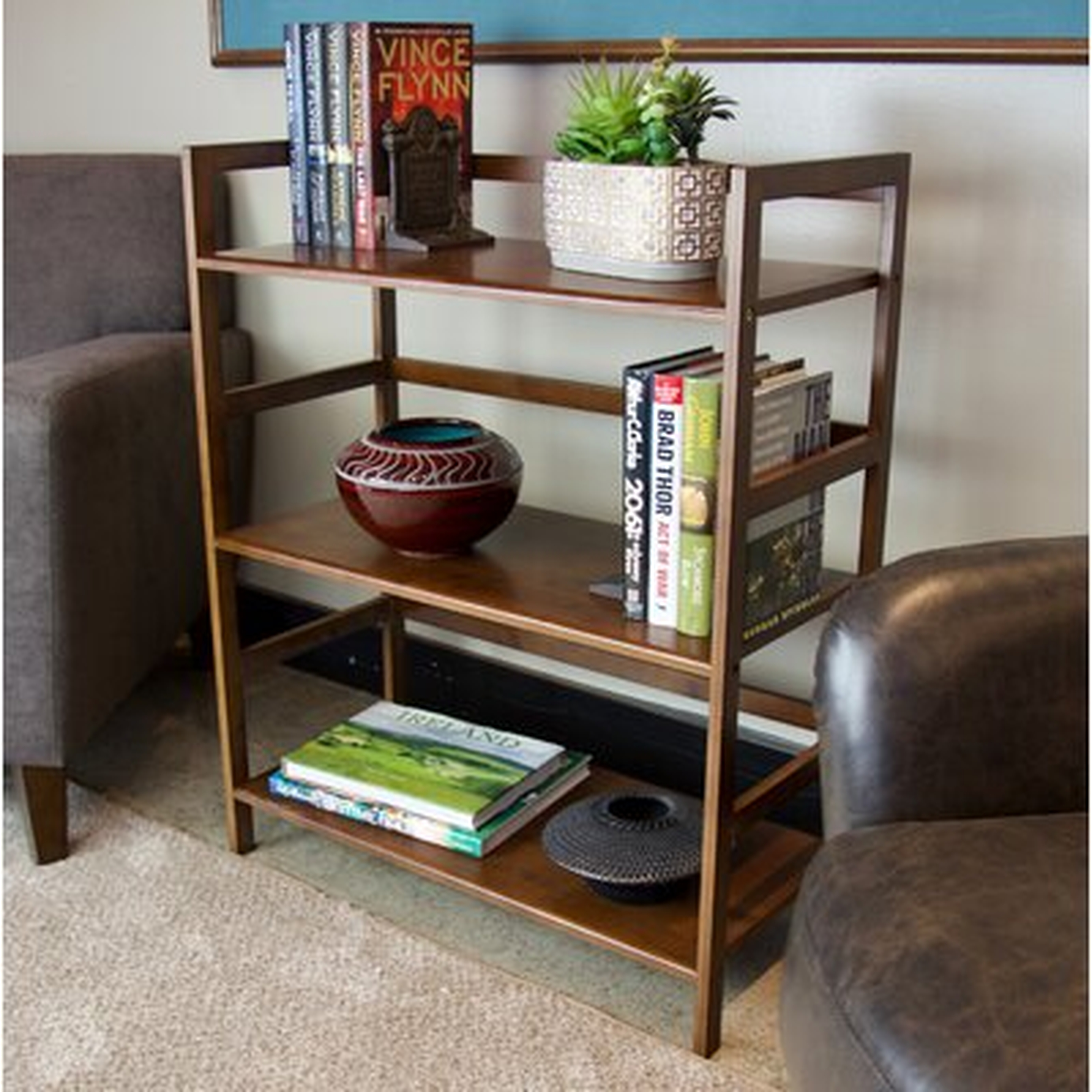 Coma 33.85" H x 27.5" W Solid Wood Etagere Bookcase - Wayfair