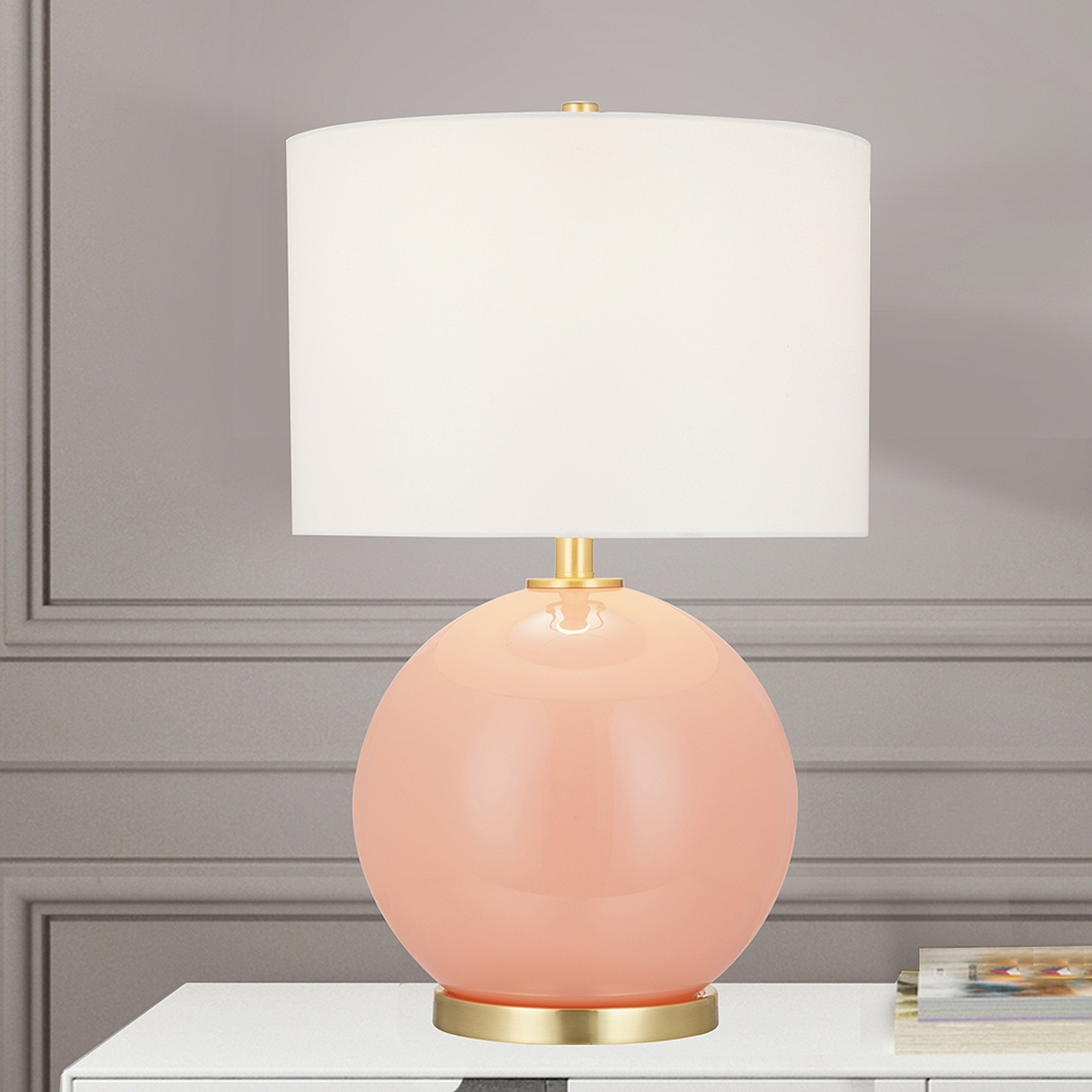Peach Pink Coral Smooth Ceramic Sphere LED Table Lamp - Style # 82P71 - Lamps Plus