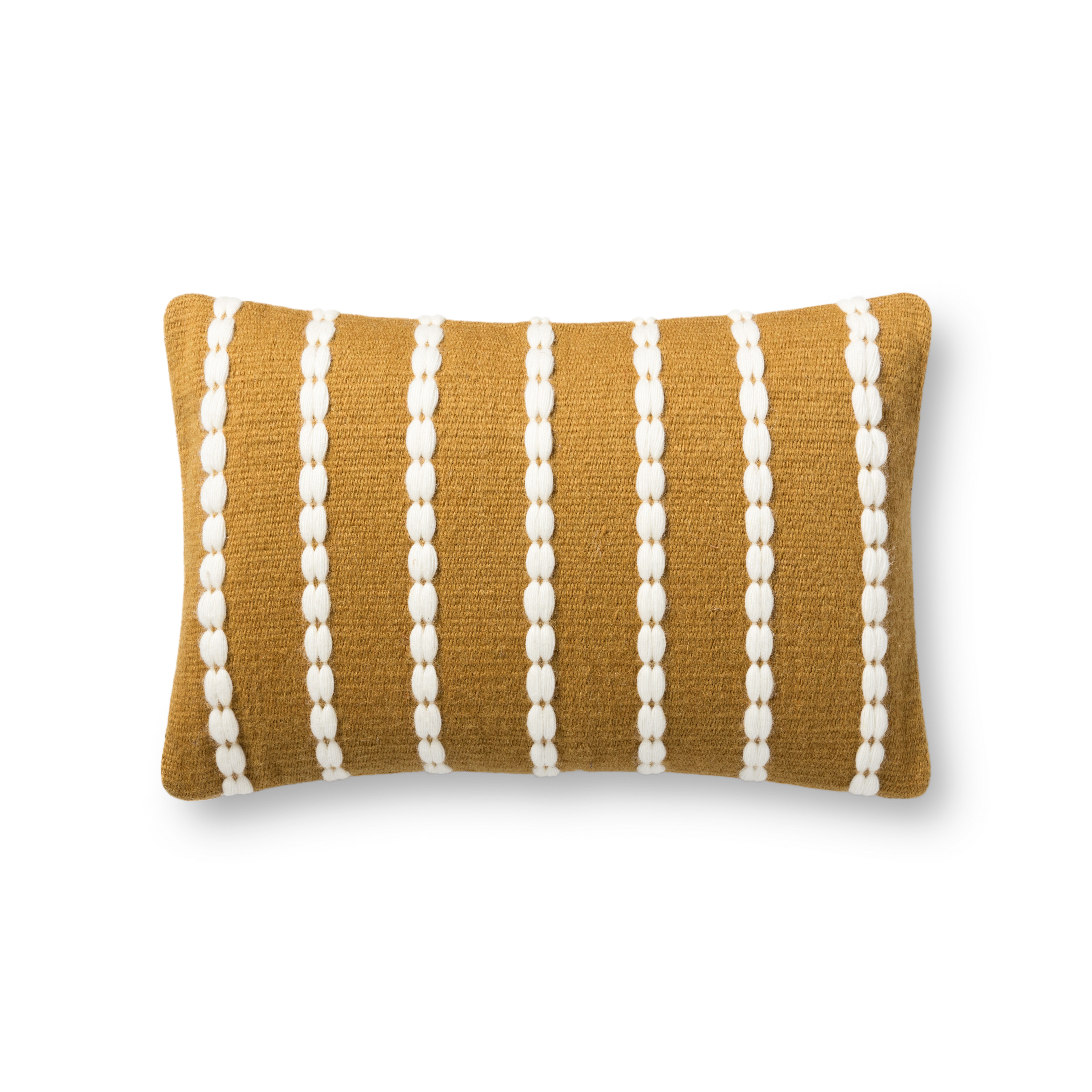 PILLOWS P1152 GOLD / IVORY 13" x 21" Cover w/Poly - Magnolia Home by Joana Gaines Crafted by Loloi Rugs