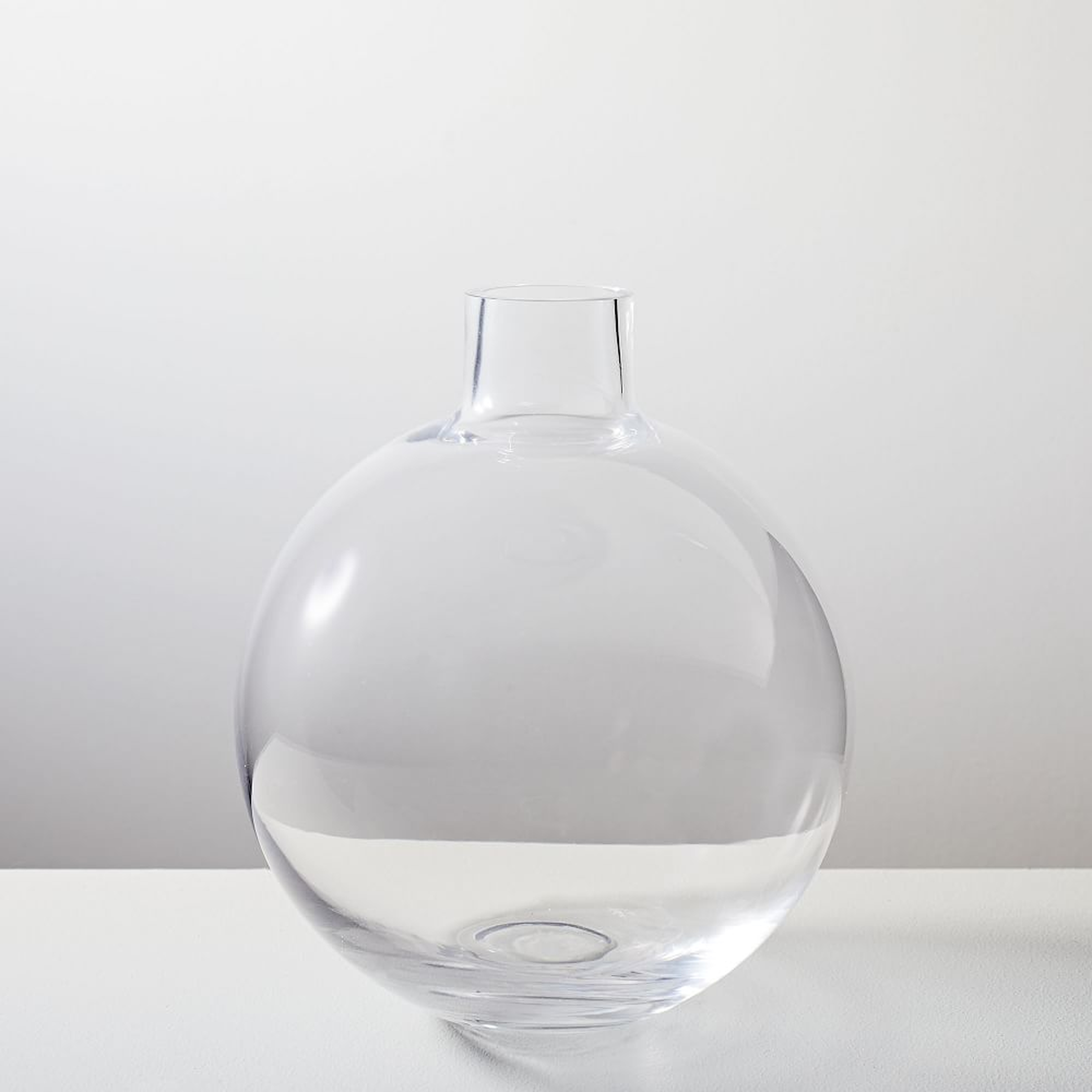 Foundations Glass Short Wide Vase, Clear, 9" - West Elm