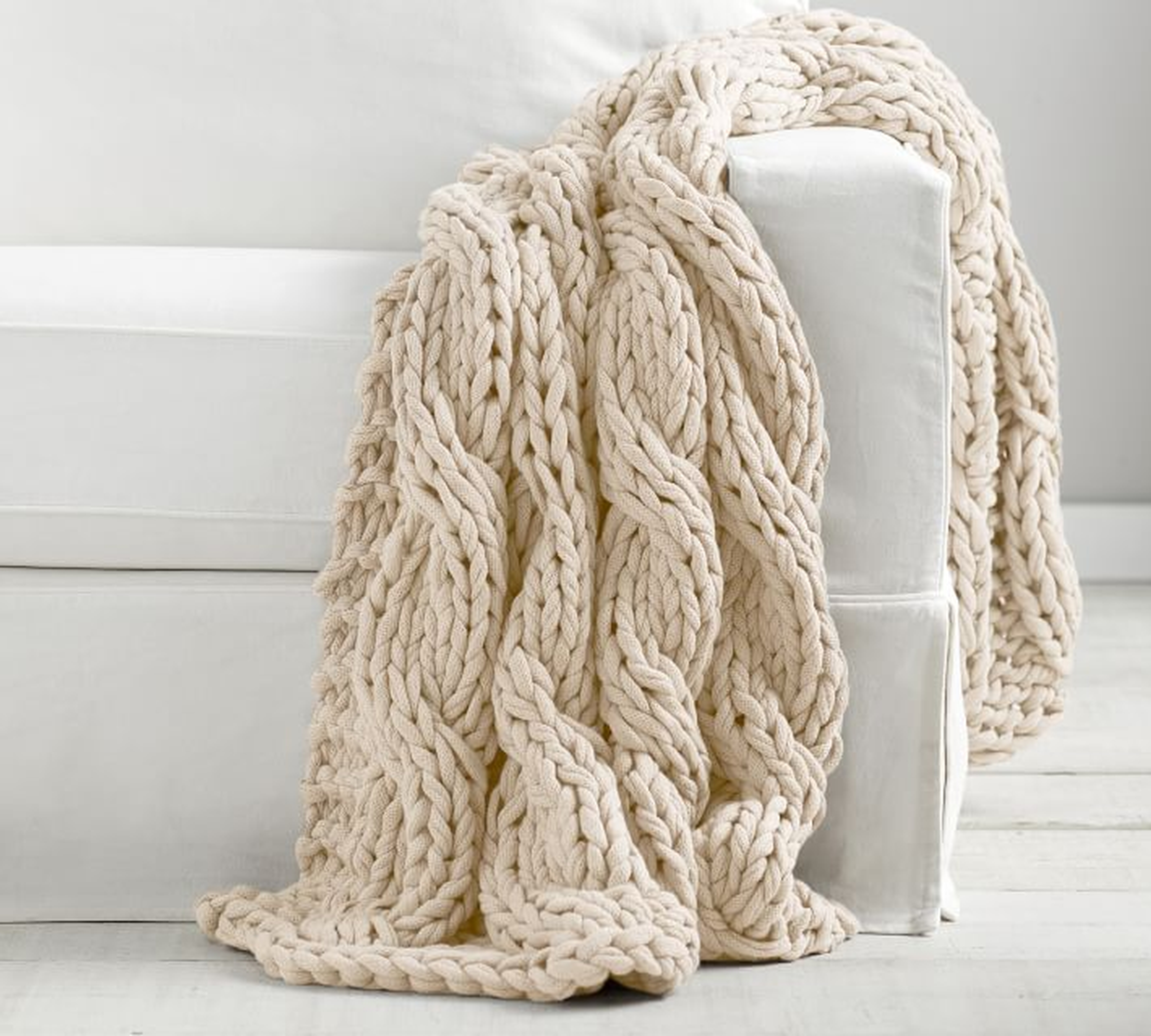 Colossal Handknit Throw Blanket, 44 x 56", Ivory - Pottery Barn