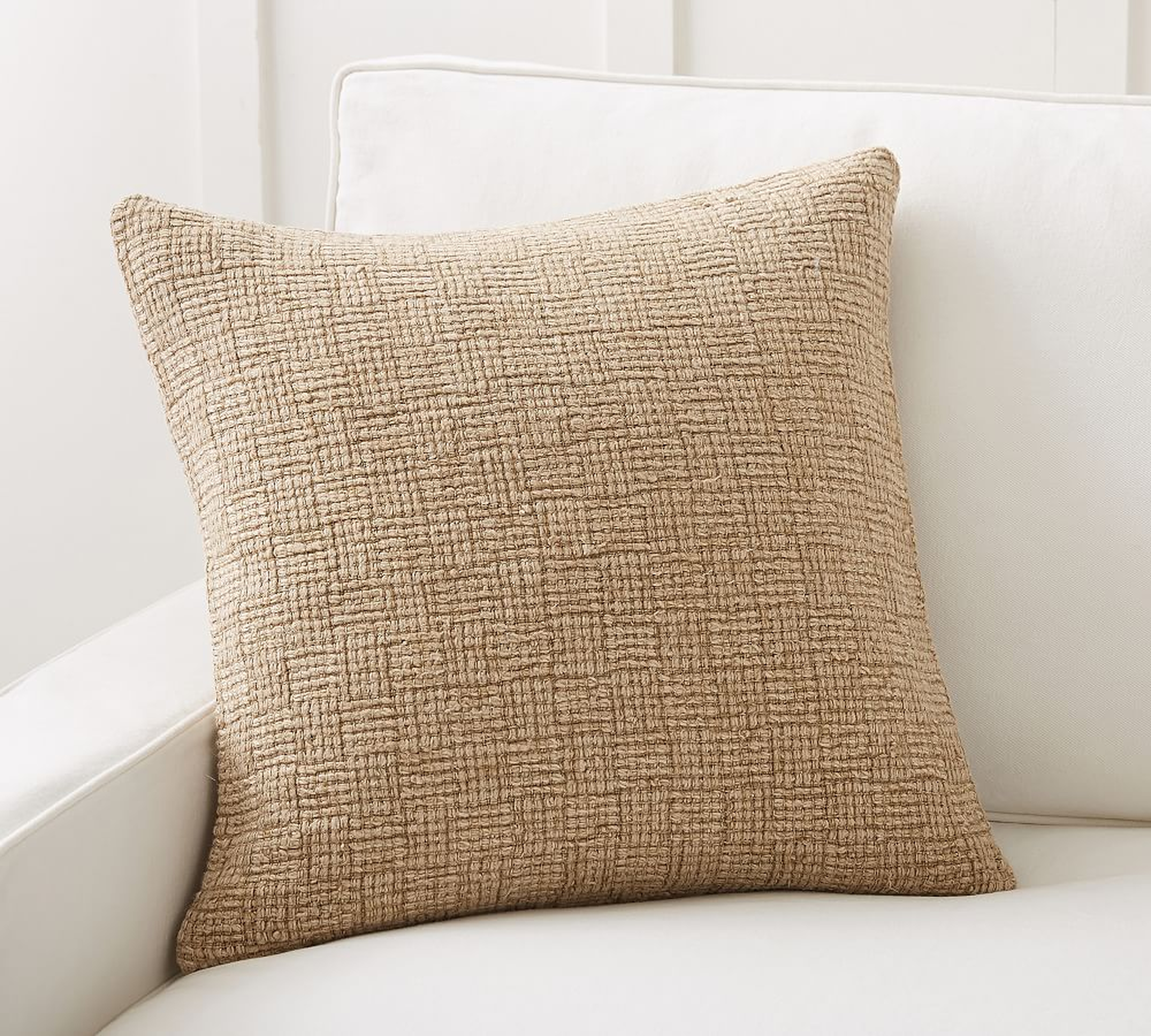 Ivy Linen Textured Pillow Cover, 22 x 22", Straw - Pottery Barn