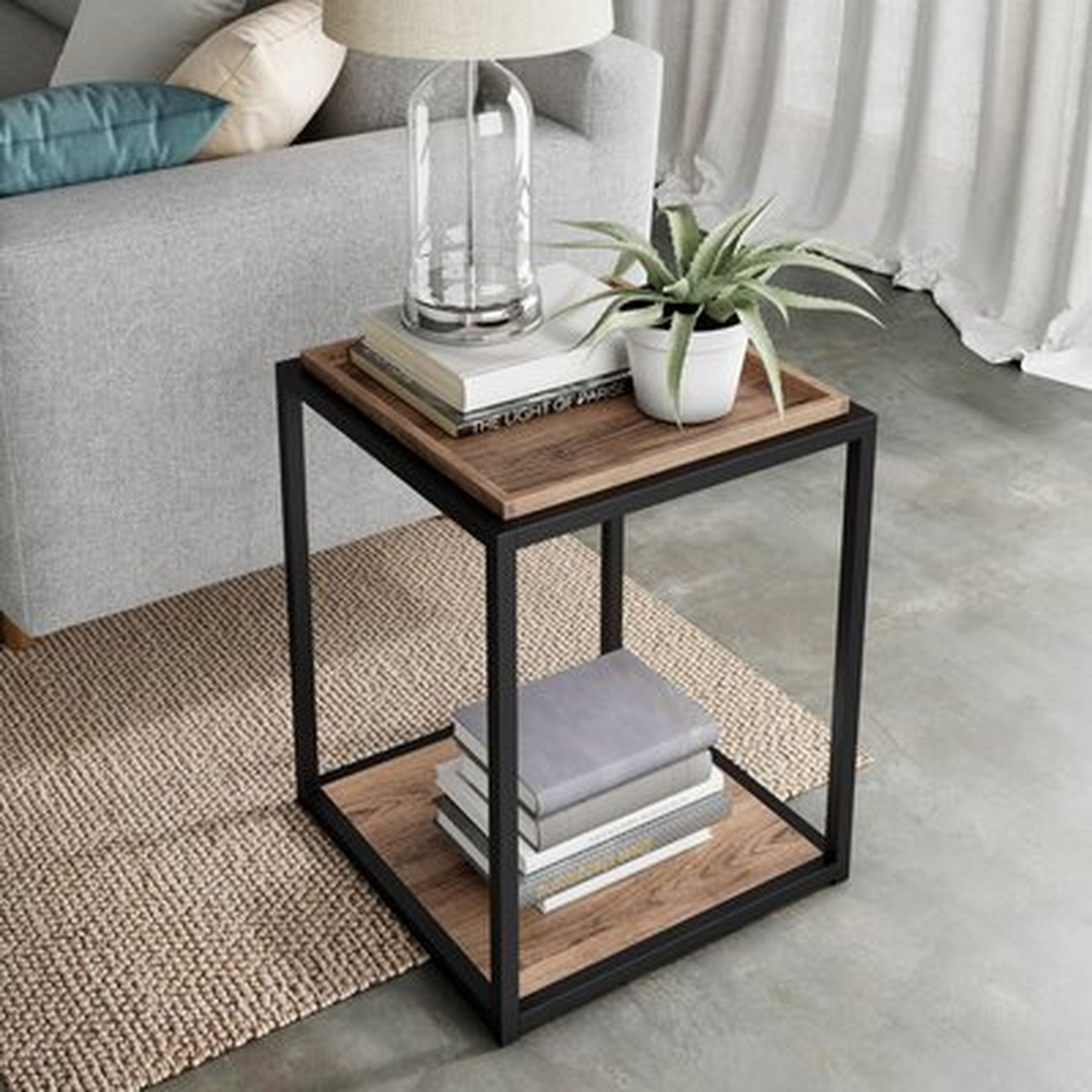 Rentz TrayTop Floor Shelf End Table with Storage - Wayfair