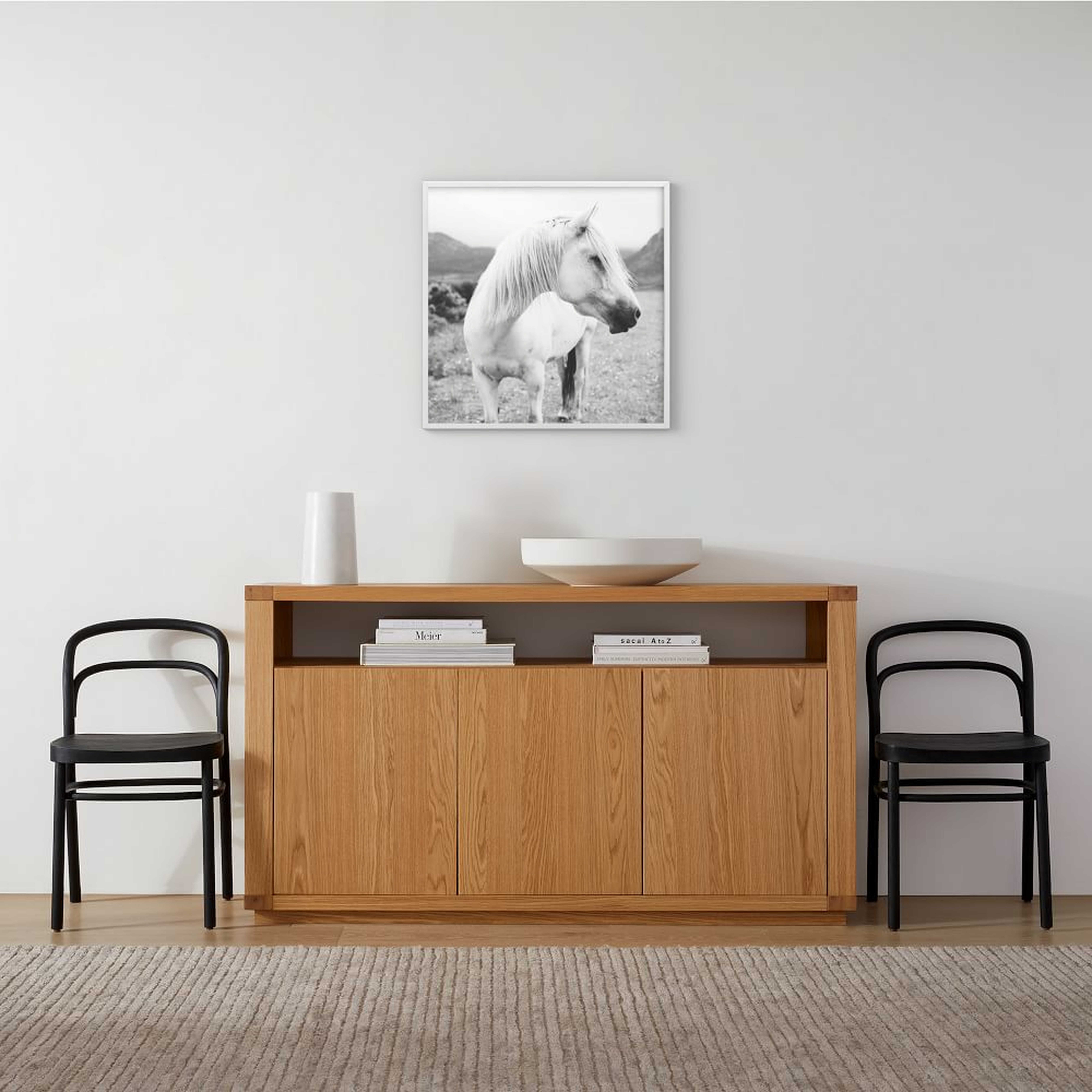 Field Horse, White Wood Frame, 30"x30" - West Elm