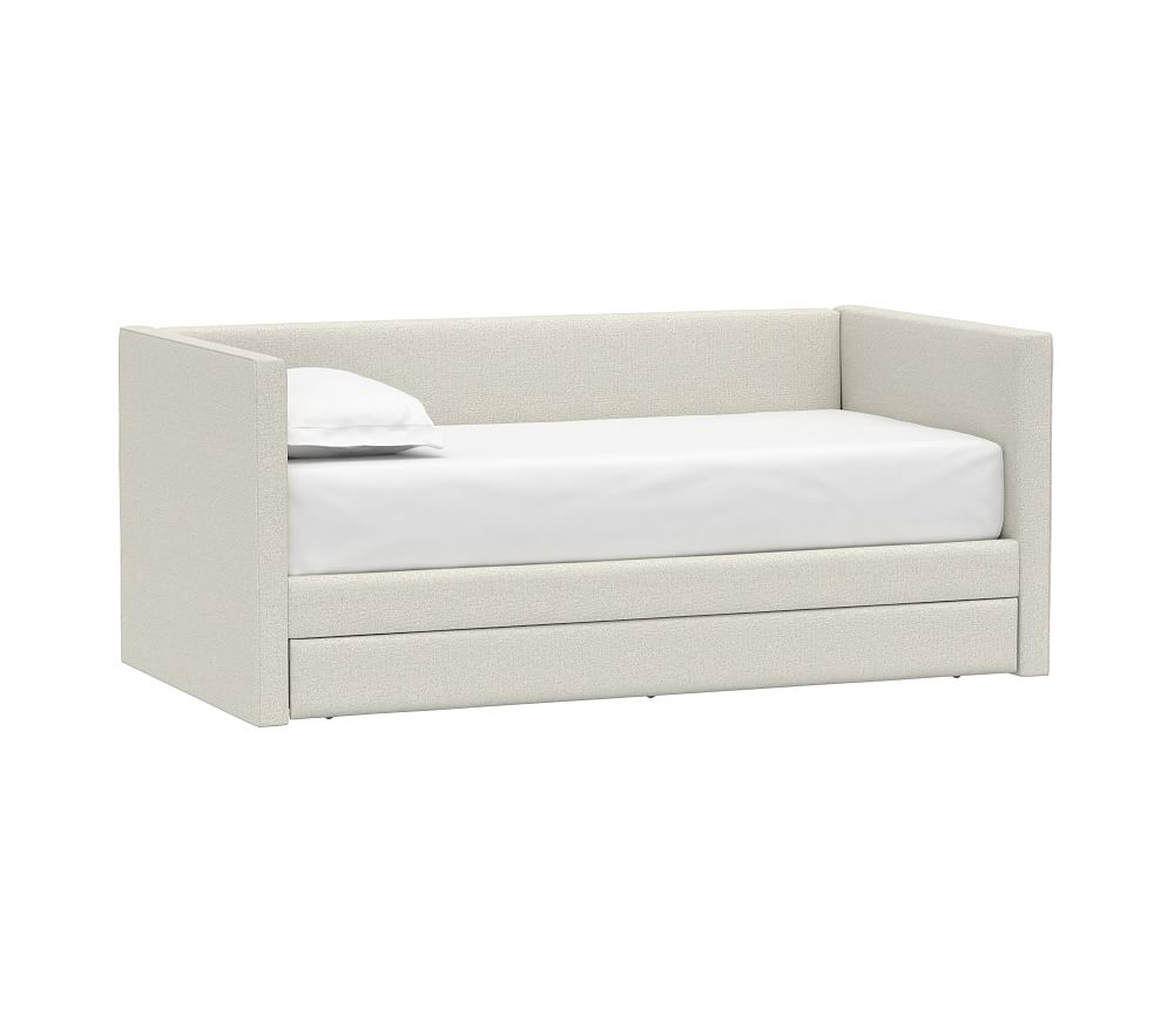 Carter Square Daybed Bed w/ Trundle, Twin, Performance Boucle, Oatmeal - Pottery Barn Kids