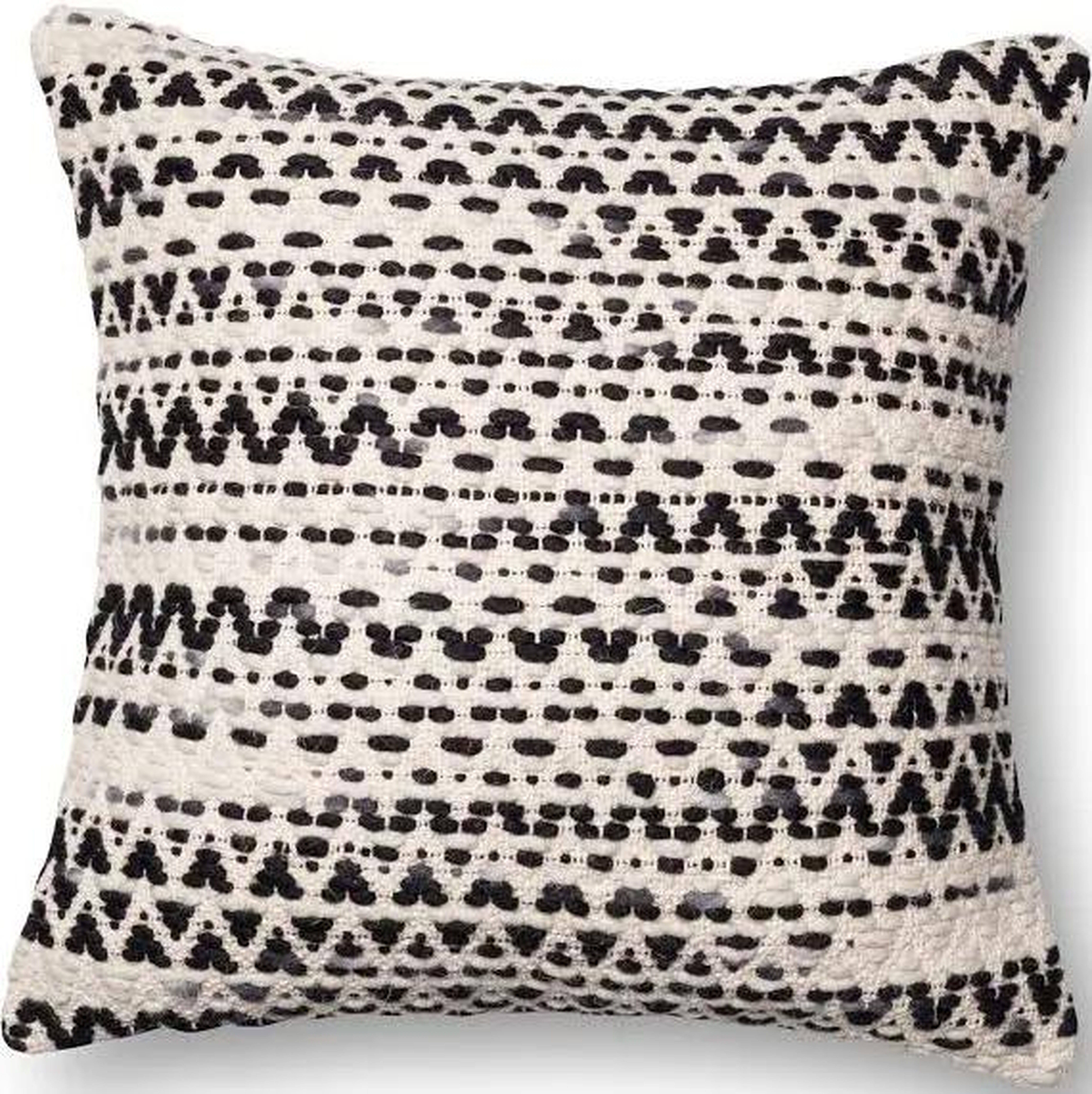Patterned Throw Pillow, 22" x 22", Black & Ivory - Loma Threads