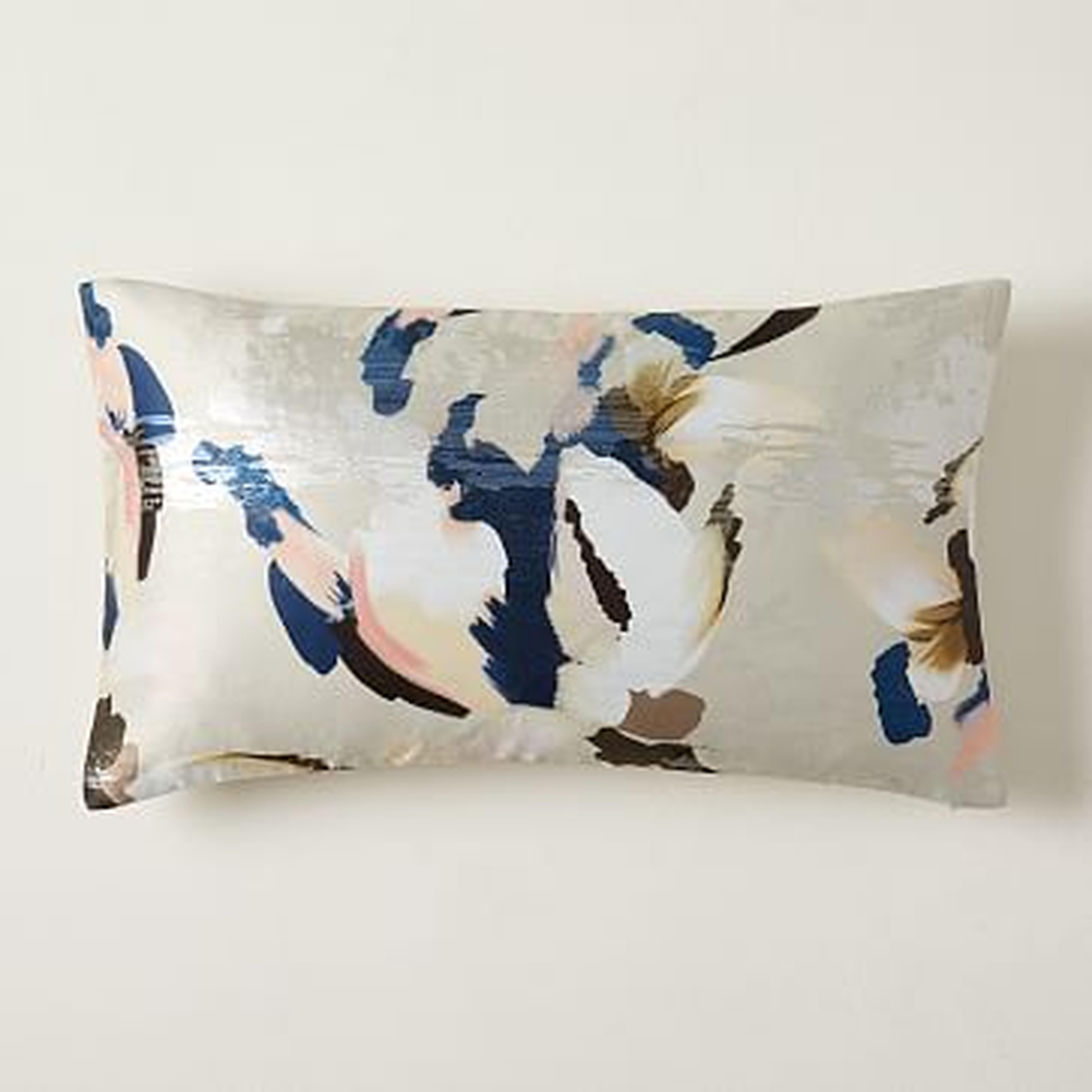 Floral Wash Brocade Pillow Cover, 12"x21", Midnight - West Elm