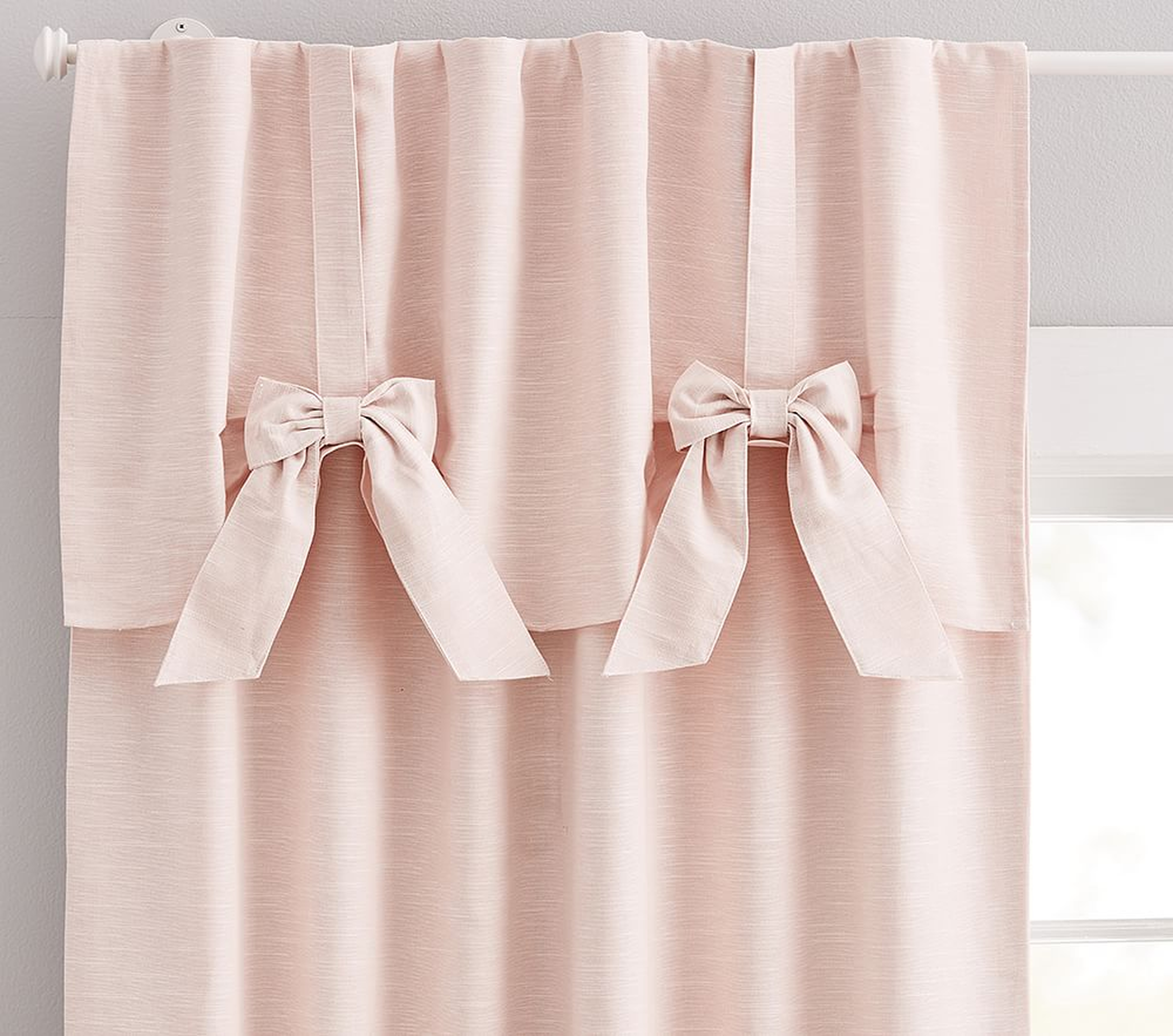 Evelyn Bow Valance Panel, 84 Inches, Blush, Set of 2 - Pottery Barn Kids