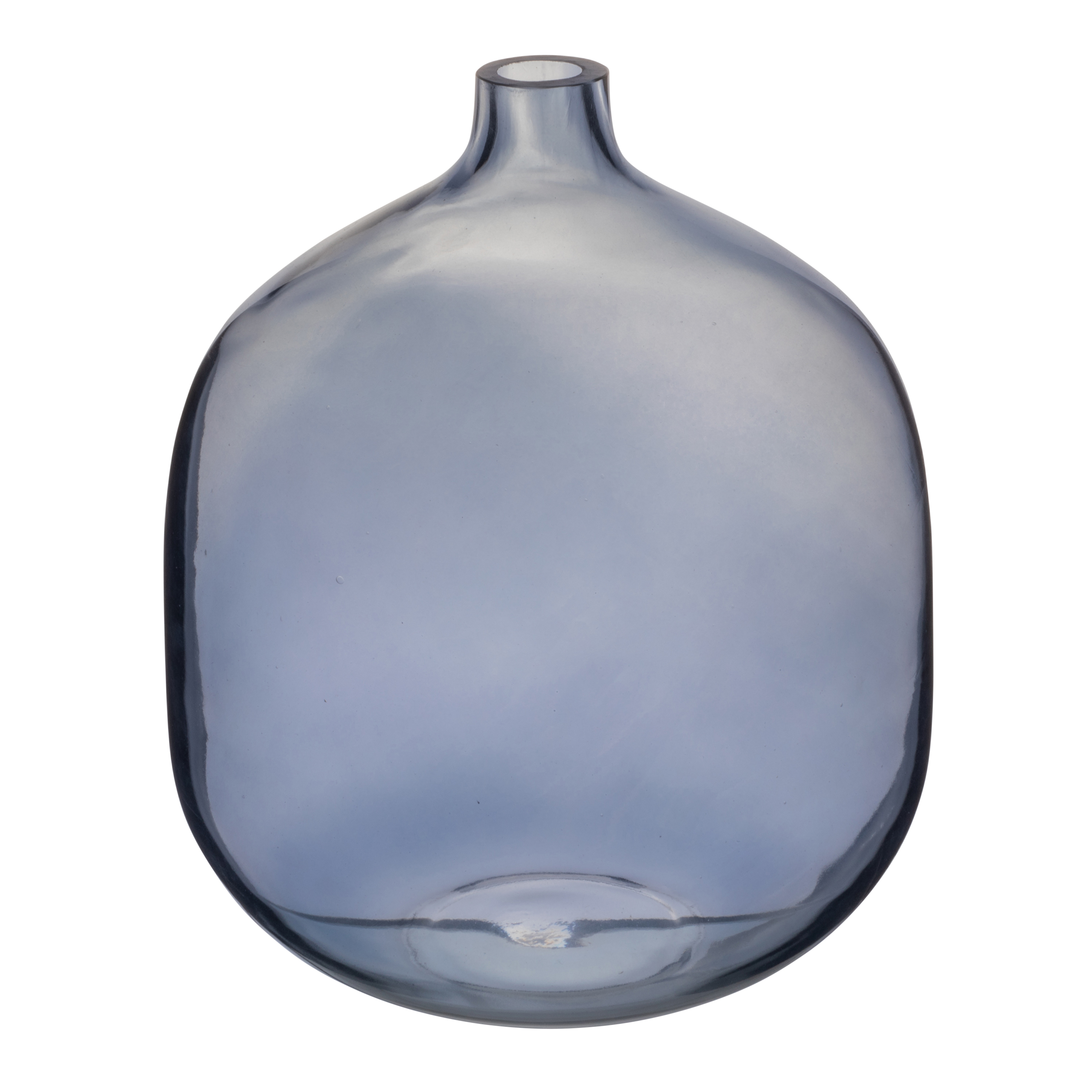 Modern Round Tinted Glass Vase, Blue - Creative Co-Op