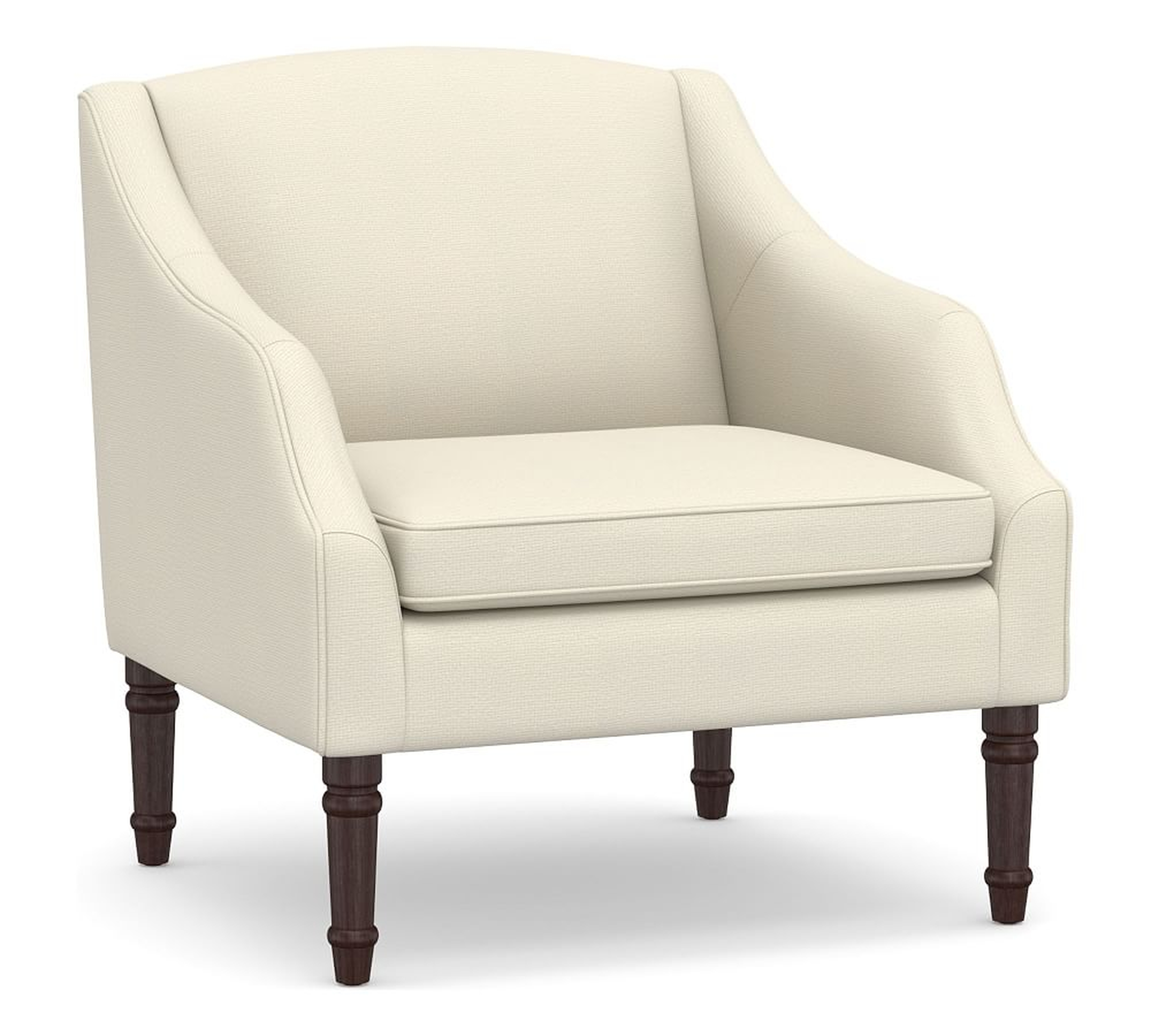 SoMa Emma Upholstered Armchair, Polyester Wrapped Cushions, Park Weave Ivory - Pottery Barn