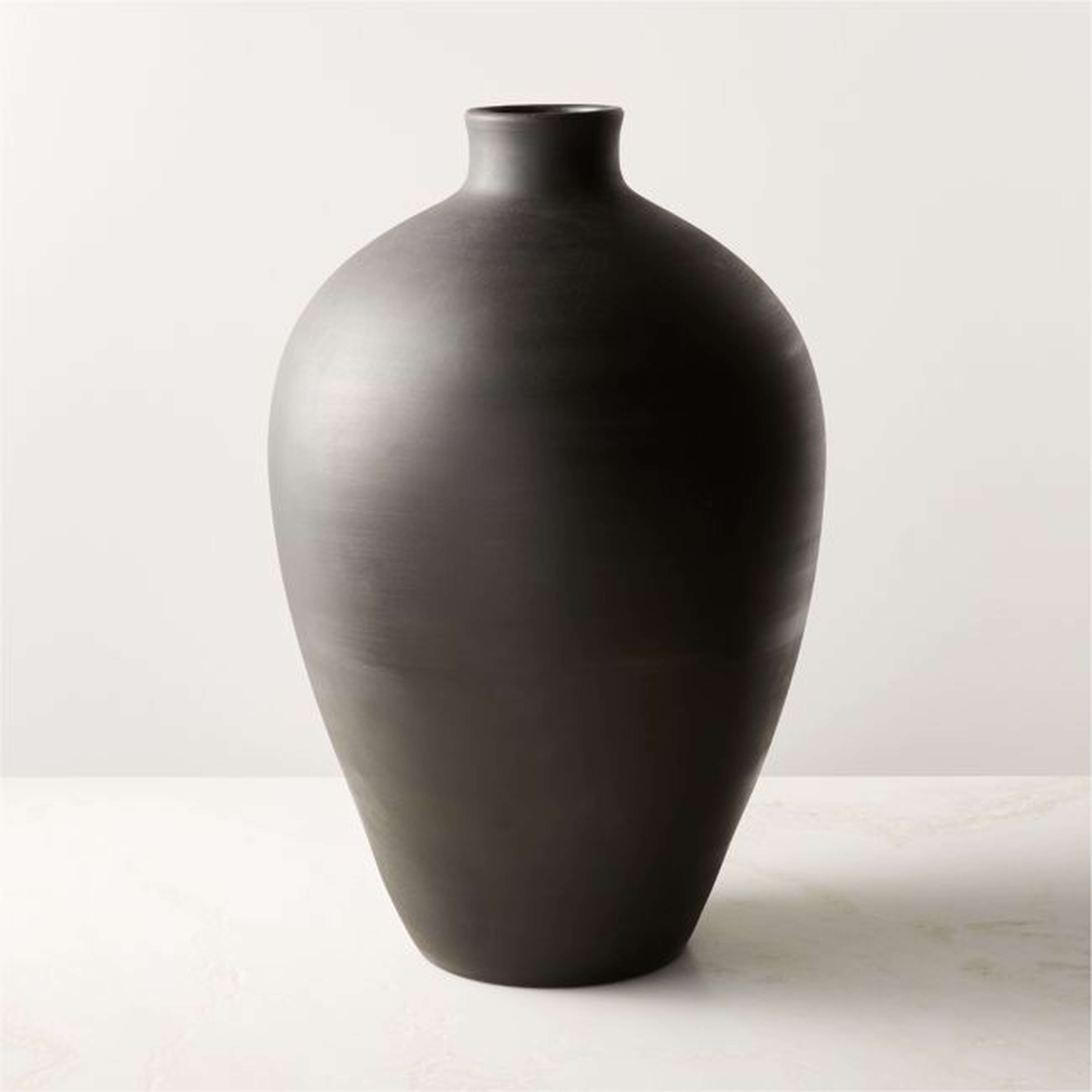 Osito Round Black Terracotta Floor Vase - CB2
