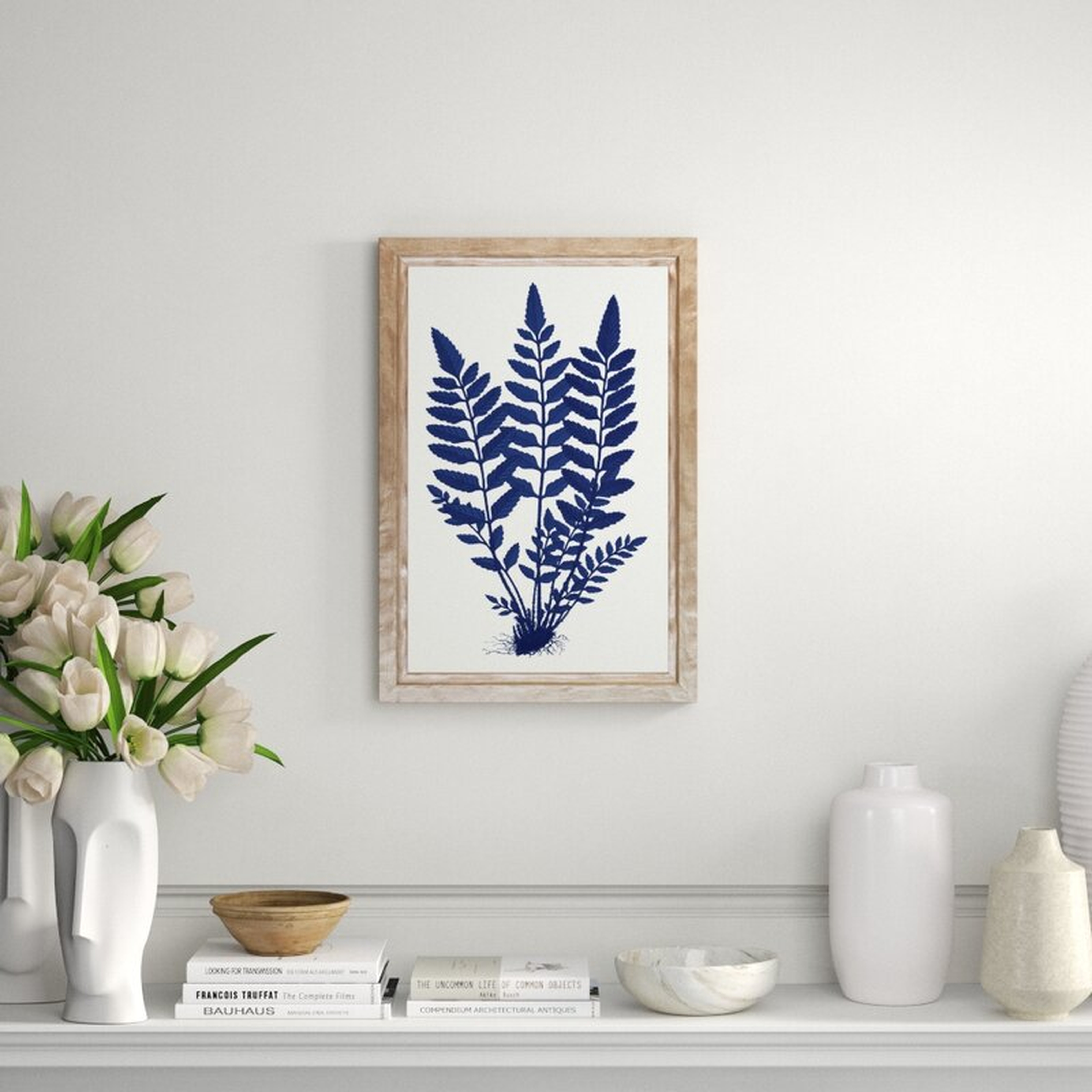 Art Virtuoso Blue Silhoutte Ferns Framed Graphic Art - Perigold