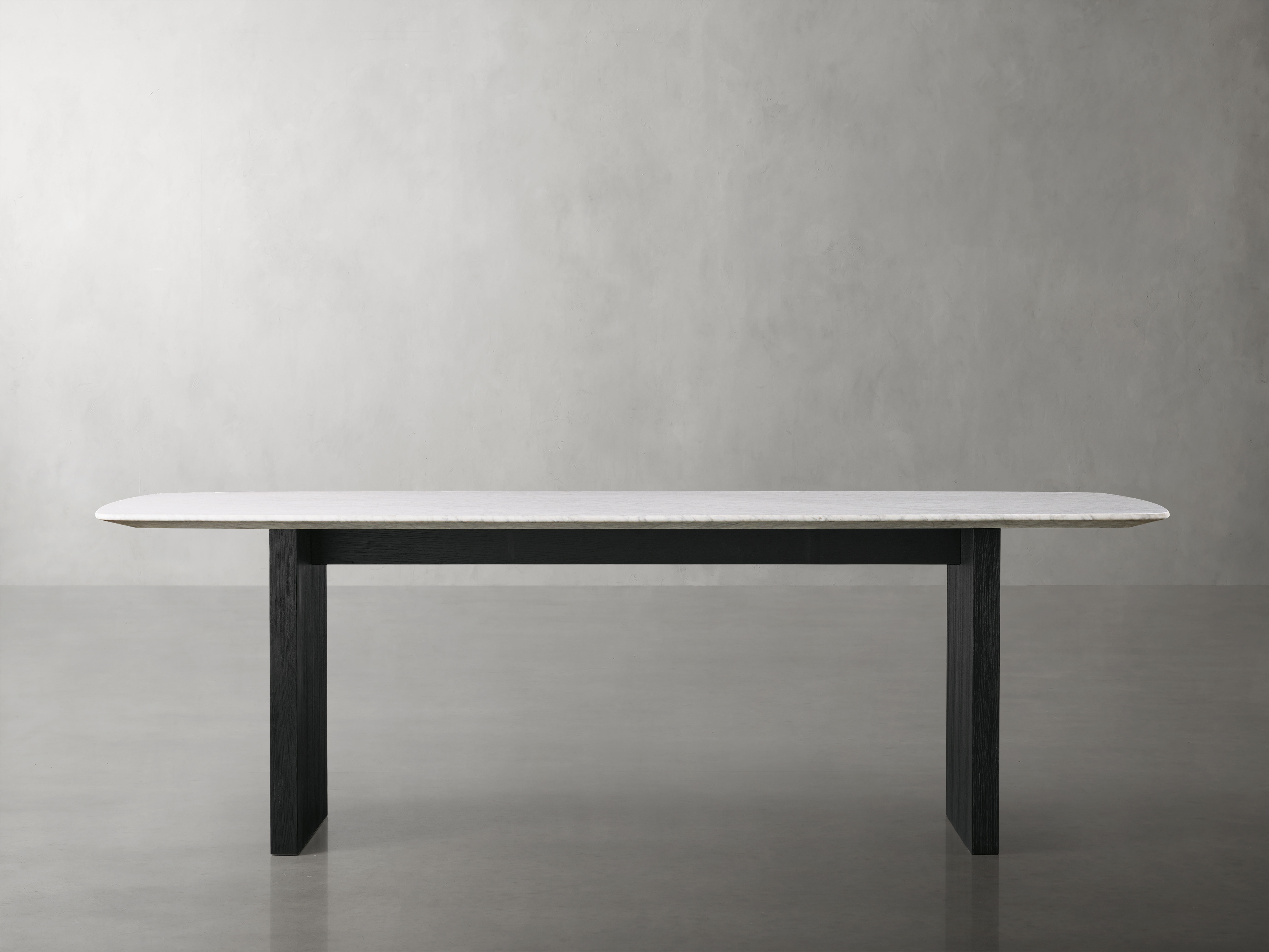 Saint Germain Dining Table with Clement Base Stone in White  Carrara Marble/Ebony 96" - Arhaus