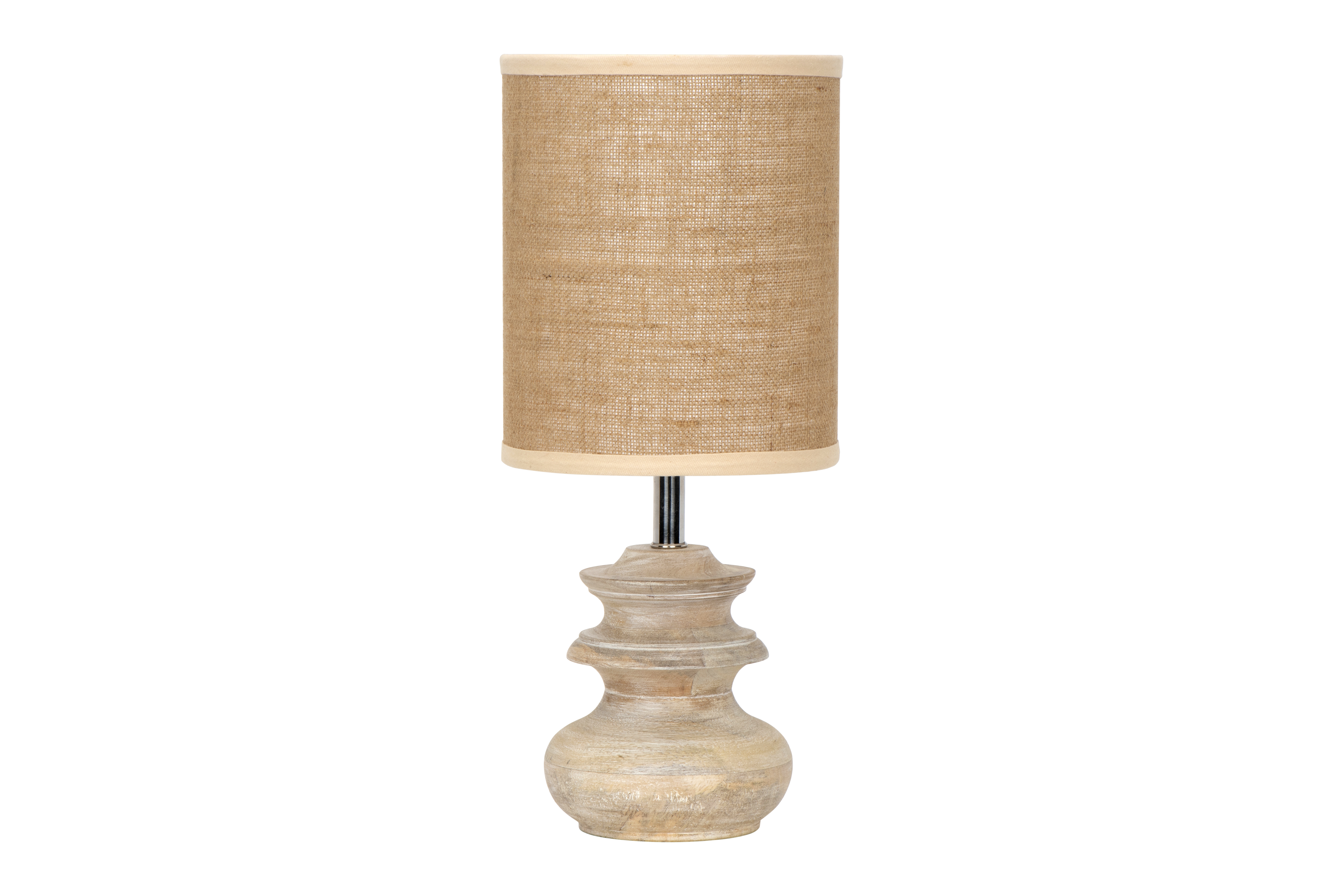 Small Bleached Mango Wood Table Lamp with Jute Shade - Nomad Home