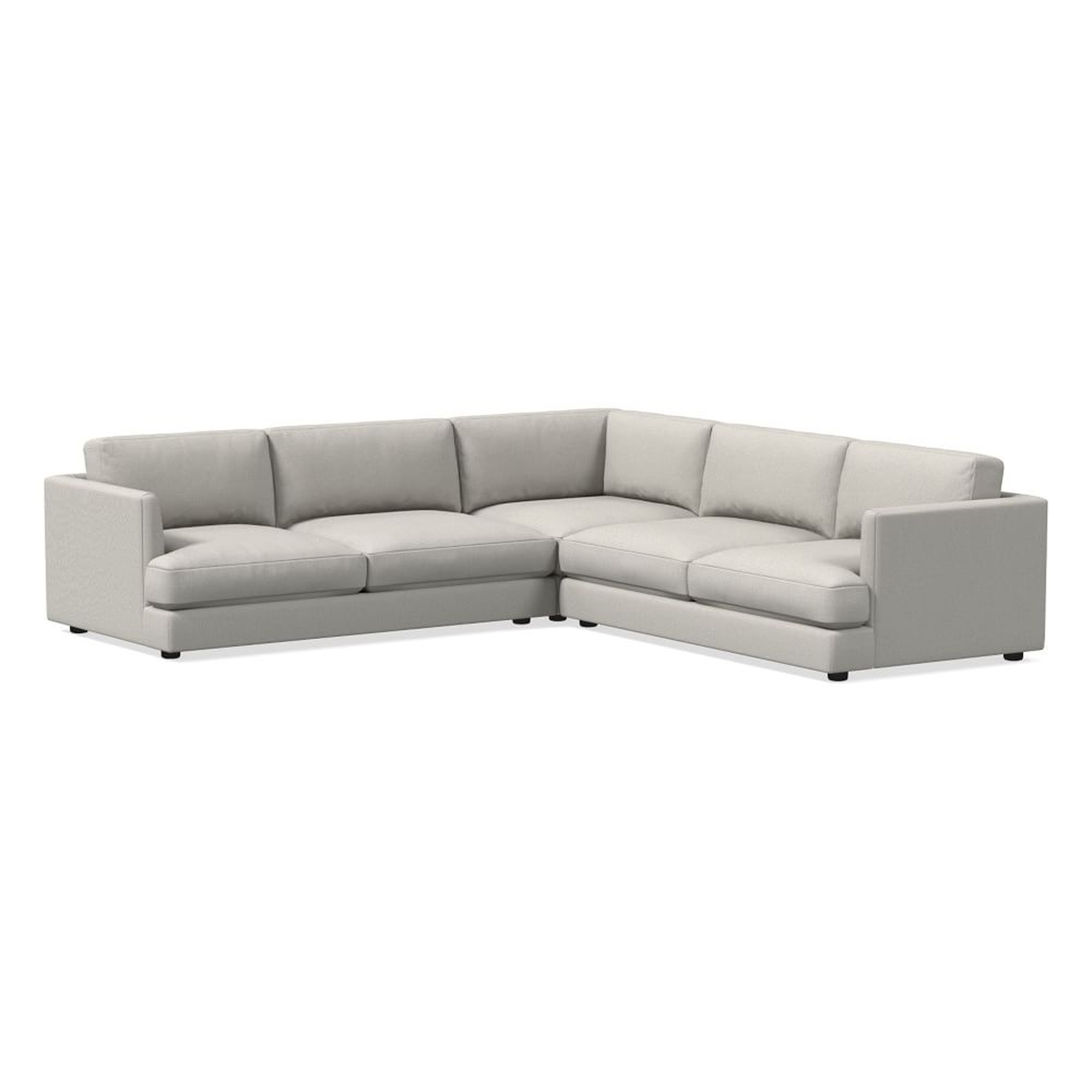 Haven 106" Multi Seat 3-Piece L-Shaped Sectional, Standard Depth, Performance Yarn Dyed Linen Weave, Frost Gray - West Elm