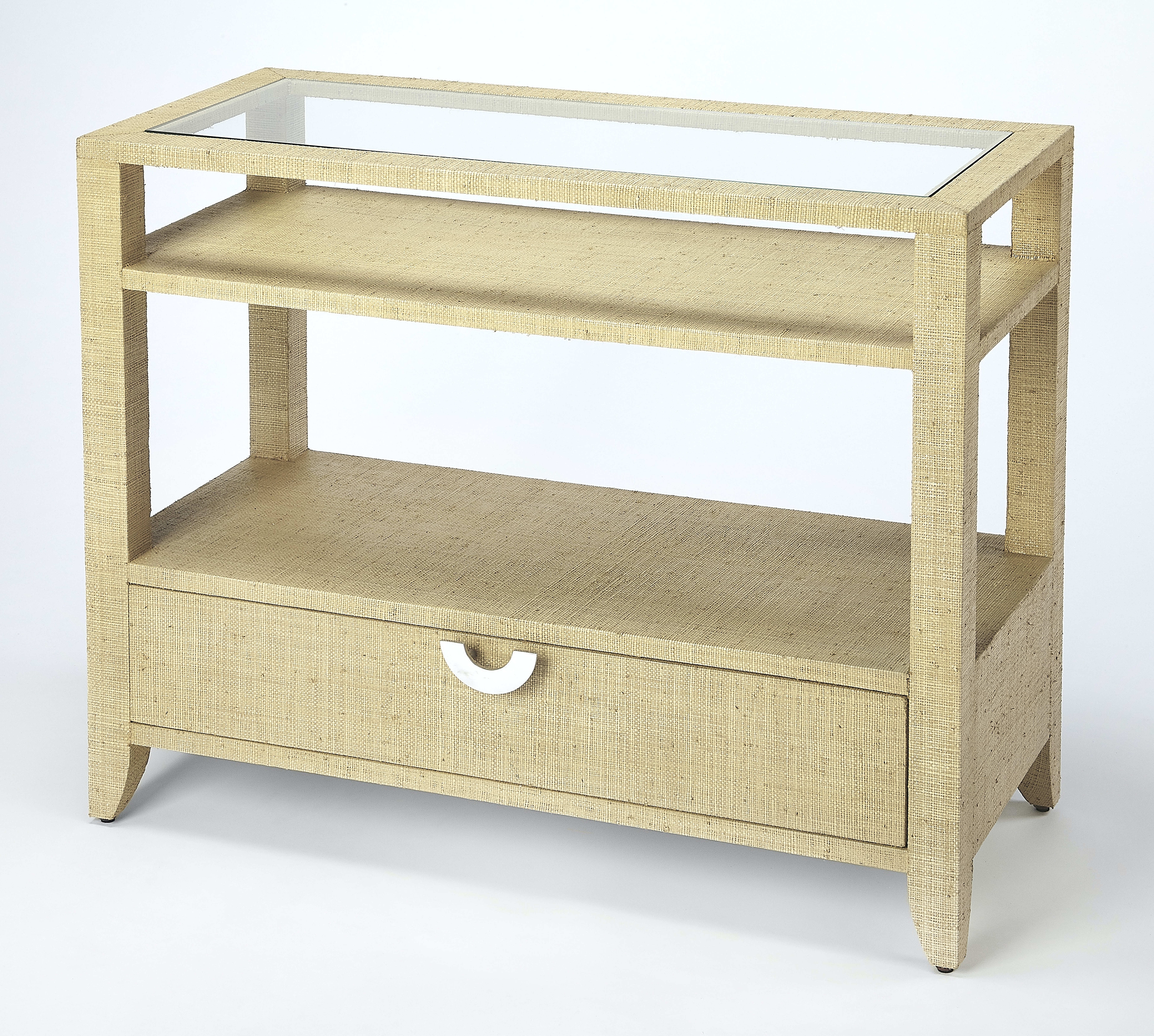 Amelle Cream Raffia Console Table - Butler Specialty Co.