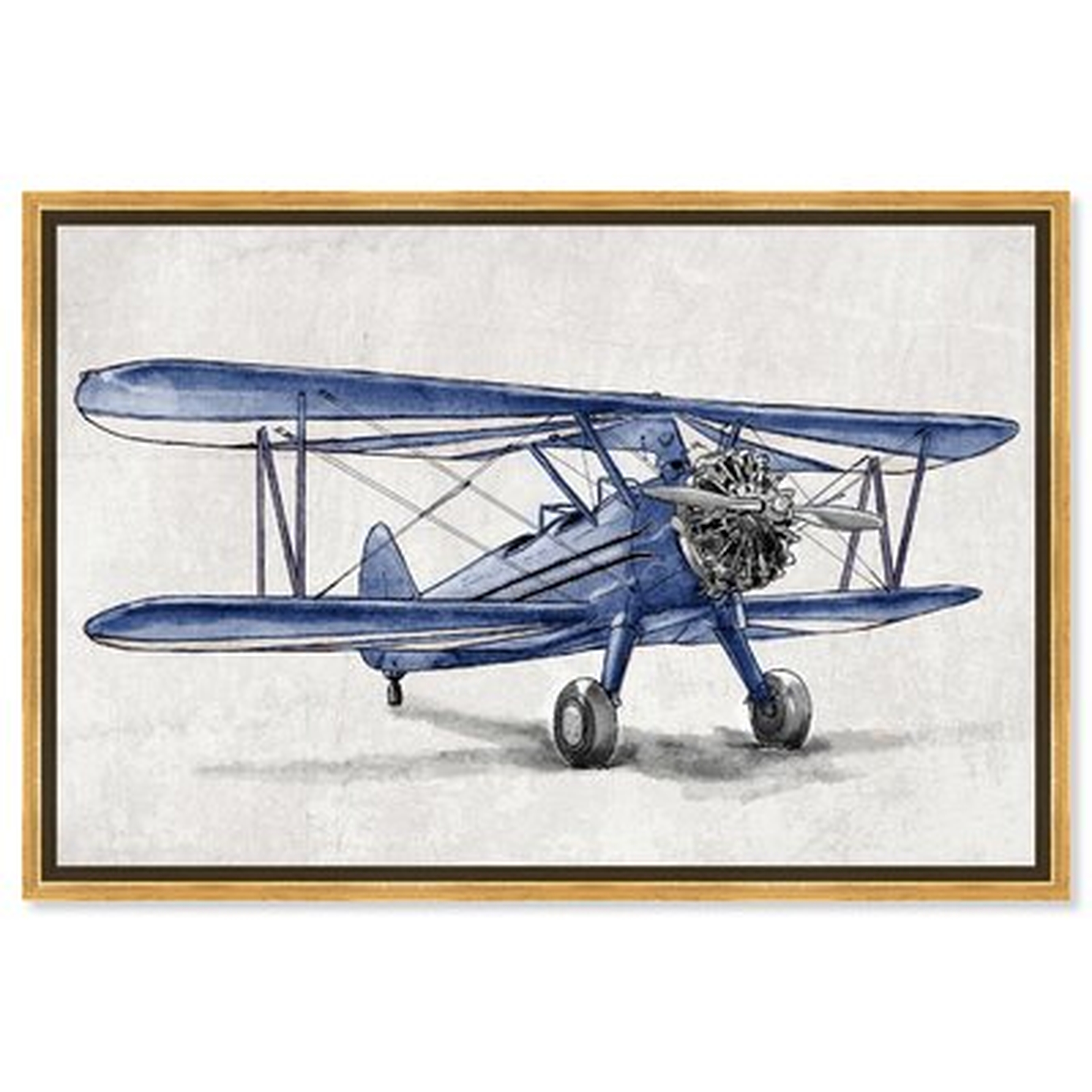 'Transportation Blue Vintage Aviator Airplanes' Framed Canvas Art - Wayfair