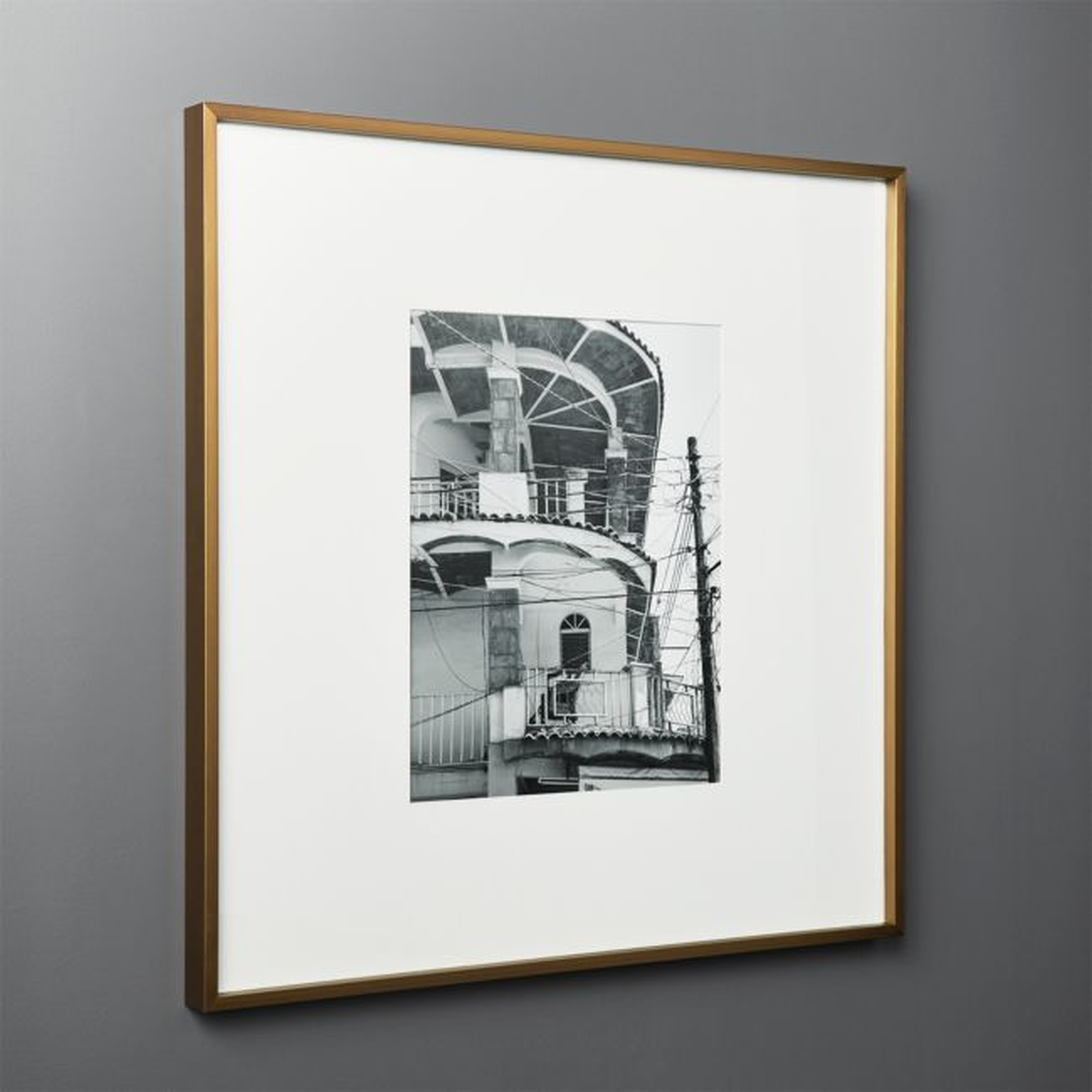 Gallery Brass Picture Frame with White Mat 11"x14" - CB2
