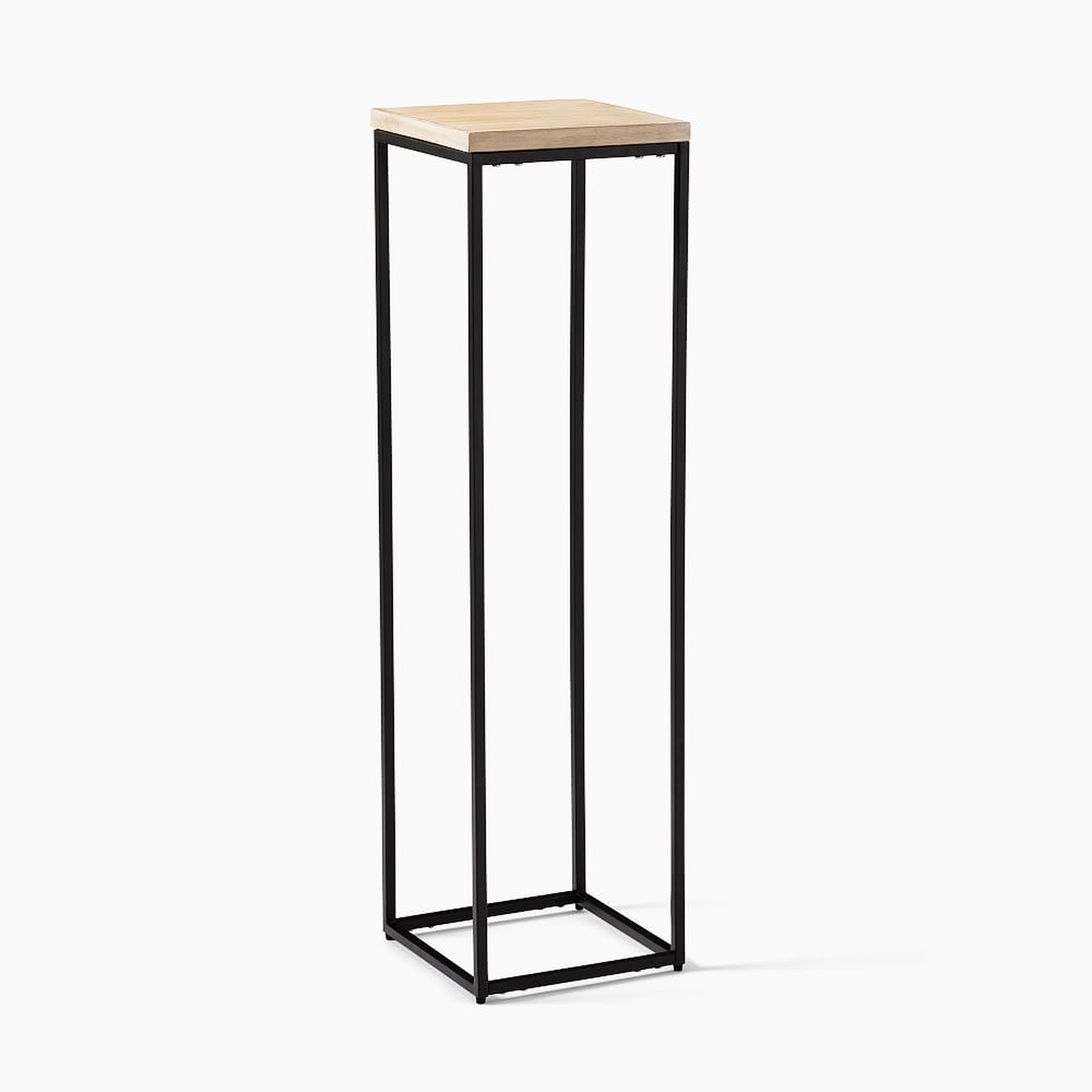 WE Streamline Collection Large Cerused White and Antique Bronze Pedestal Side Table - West Elm