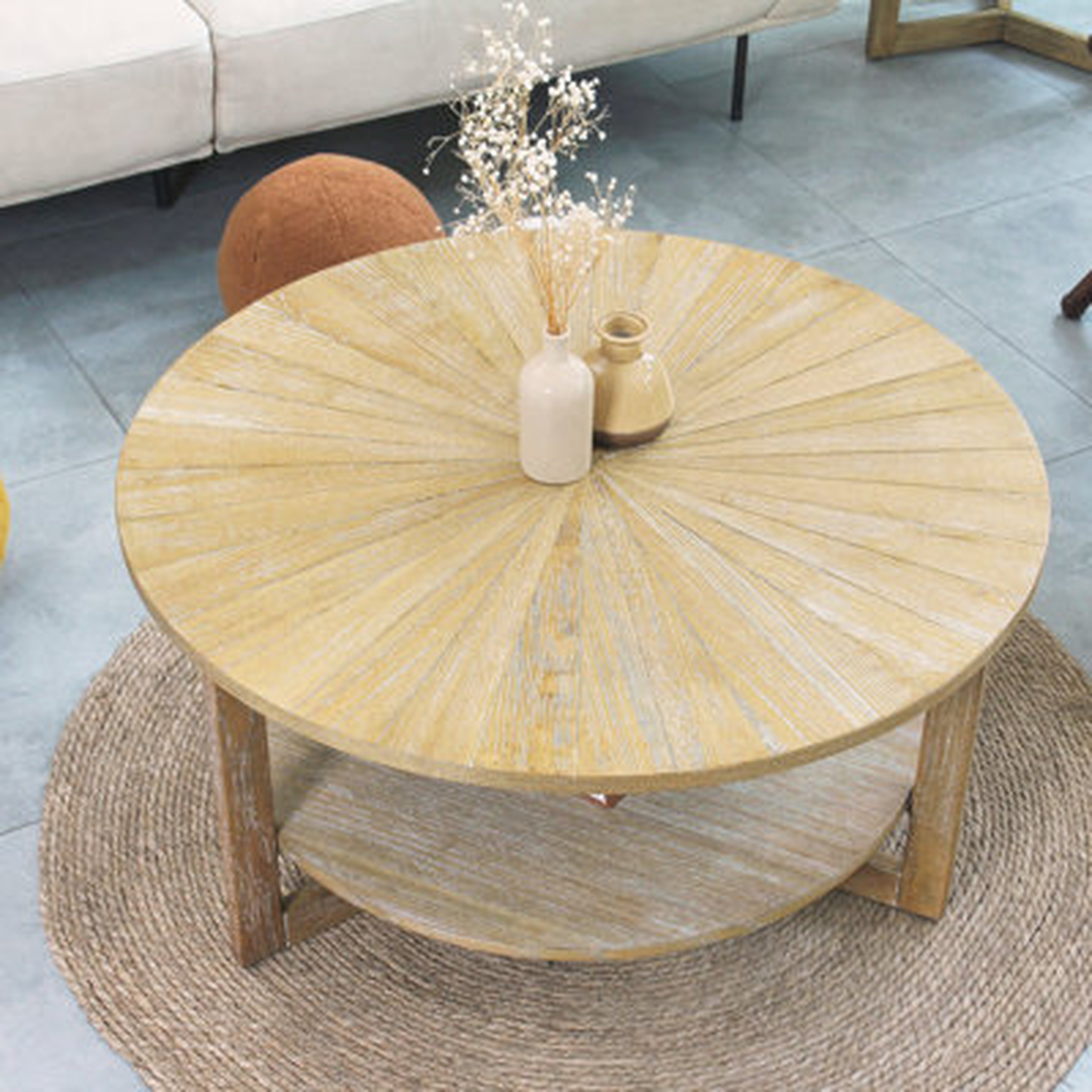 Solid Wood Round Modern Tea Table, Wooden Coffee Table, Round Center Table In The Living Room, Chess And Card Game Table, Oak Table Legs, 35 '''' X 35 '''' X 18 '''', Natural Wood Surface. - Wayfair