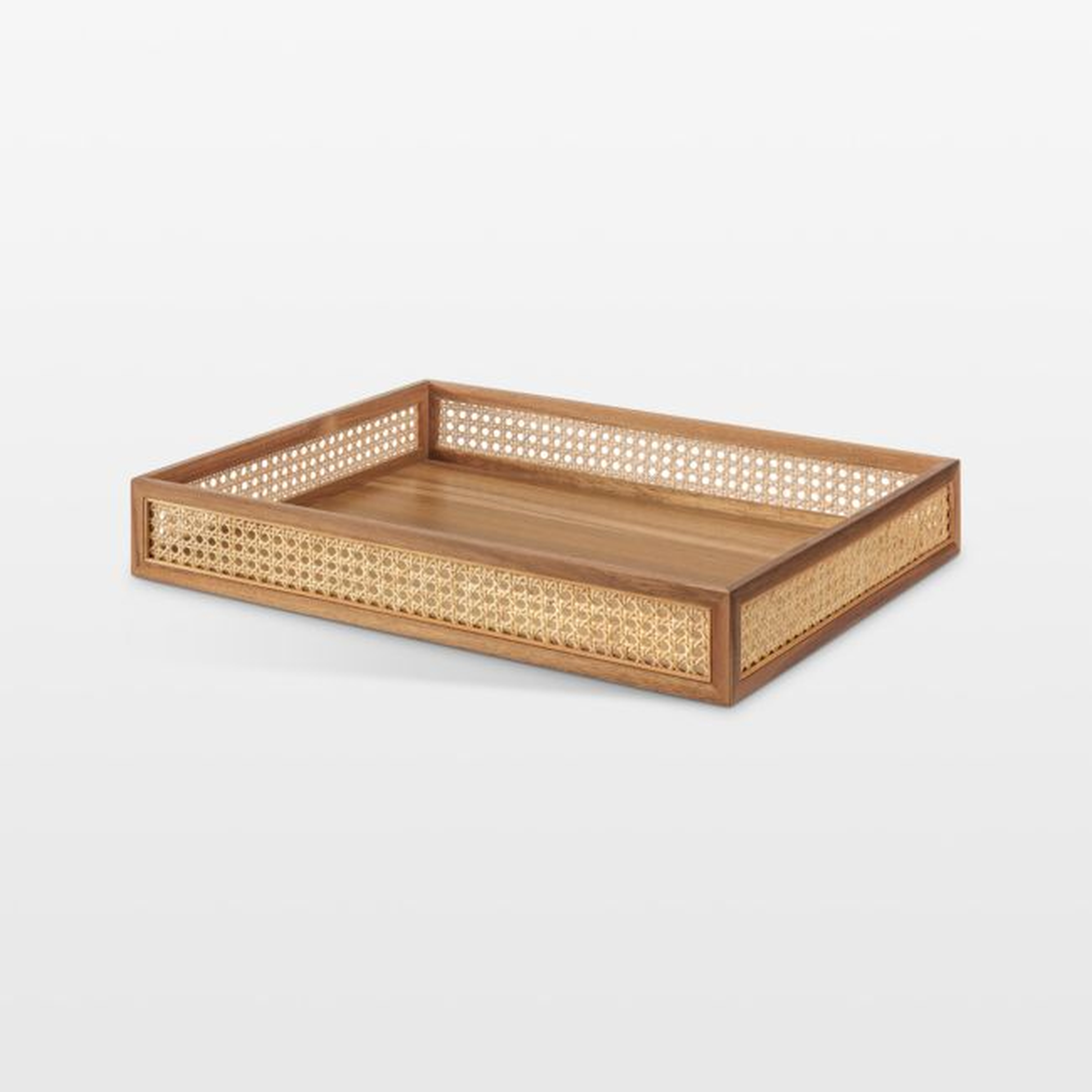 NeatMethod Cane and Wood Decorative Tray - Crate and Barrel