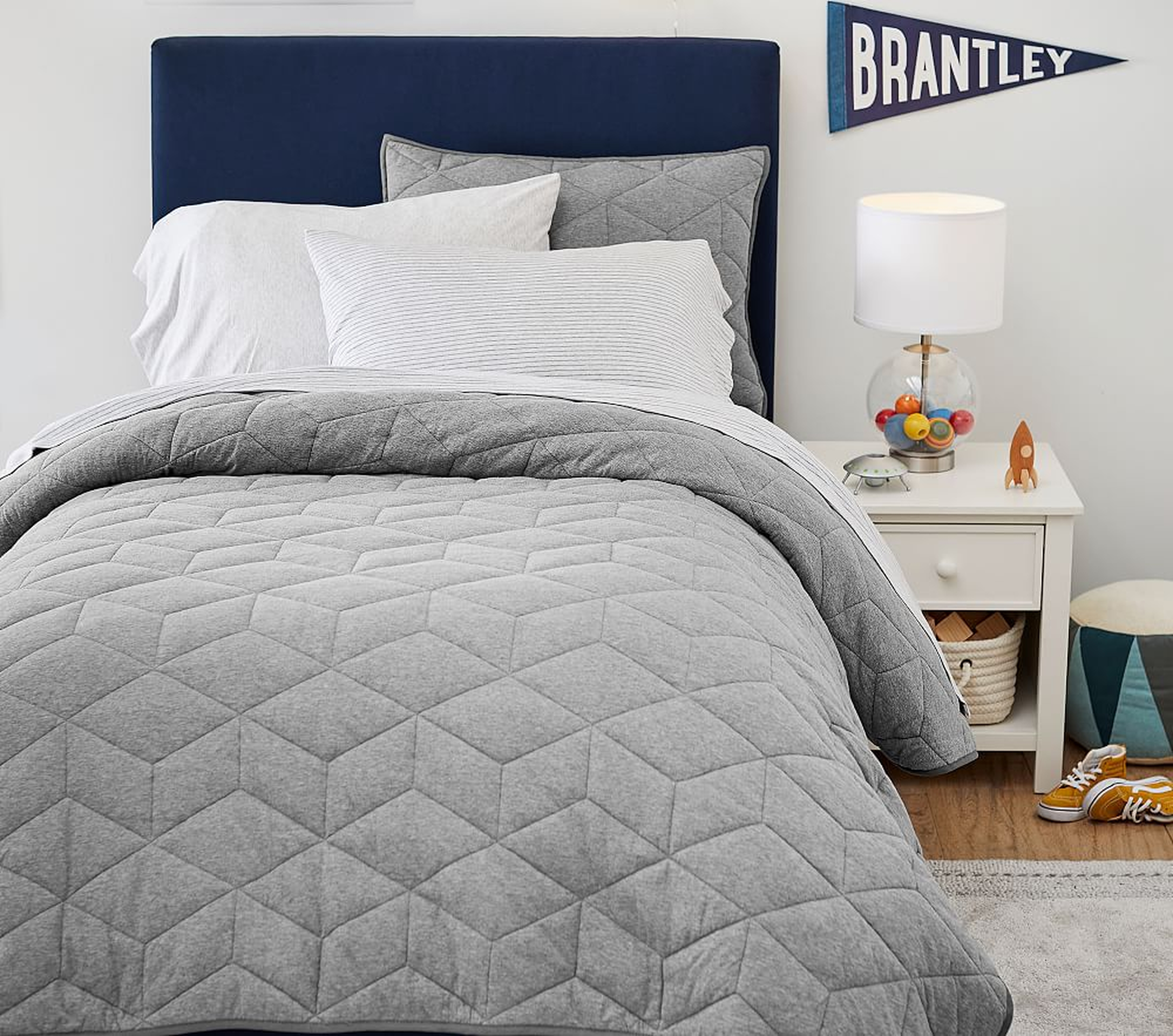 Jersey Quilt Twin Bedding Set, Gray - Pottery Barn Kids