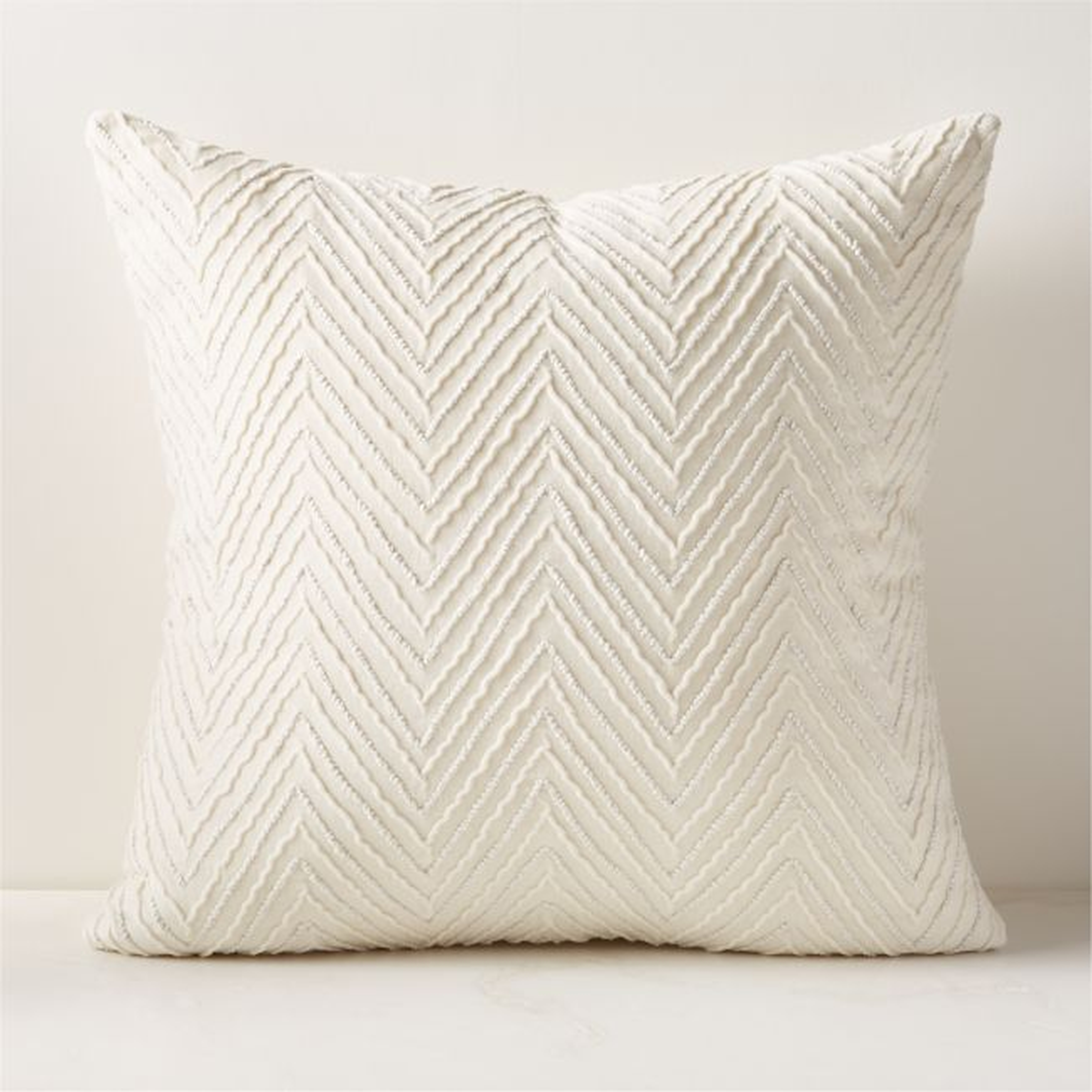 Noe Embroidered White Throw Pillow with Down-Alternative Insert 26" - CB2