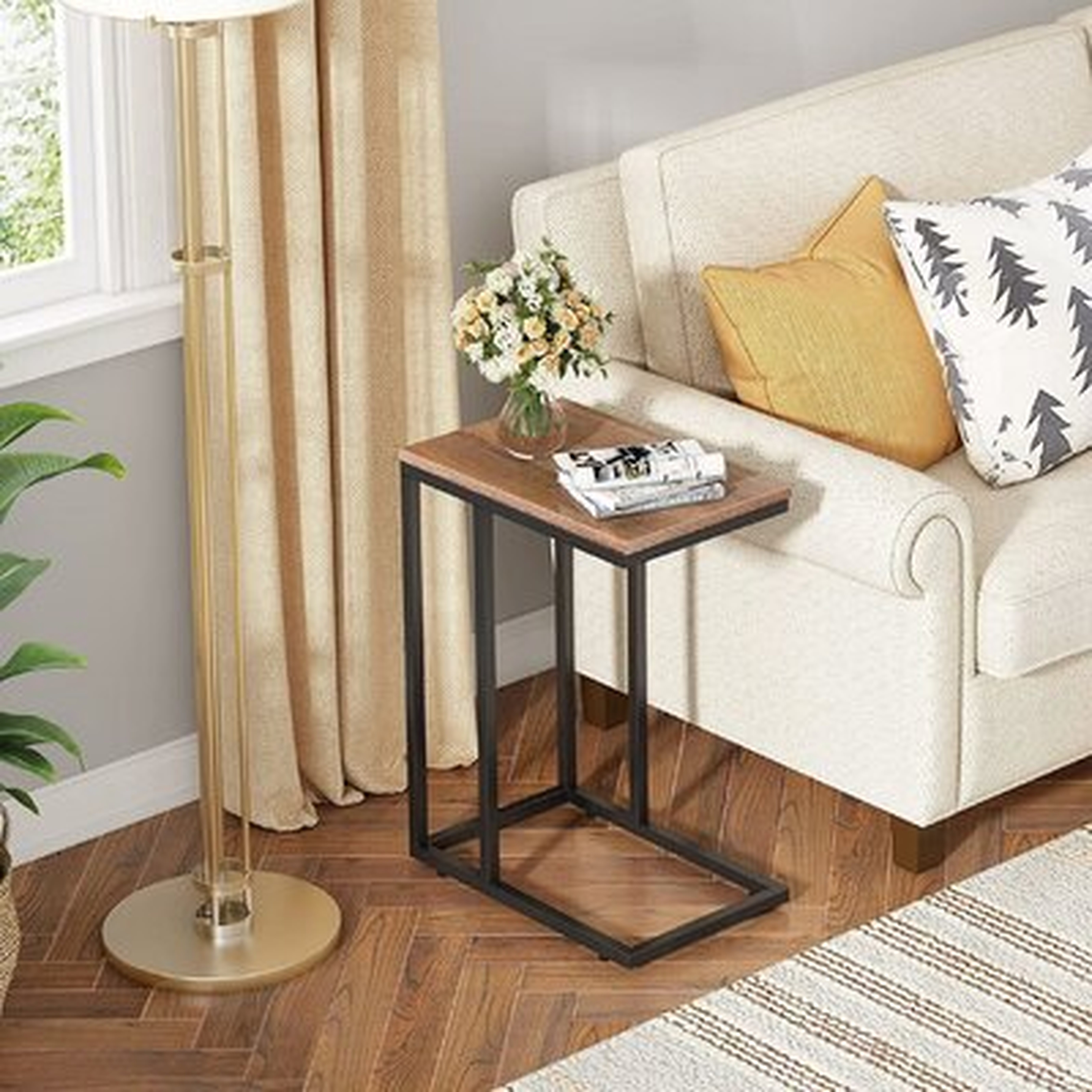 Snack Side Table, C Shaped End Table For Sofa Couch And Bed - Wayfair