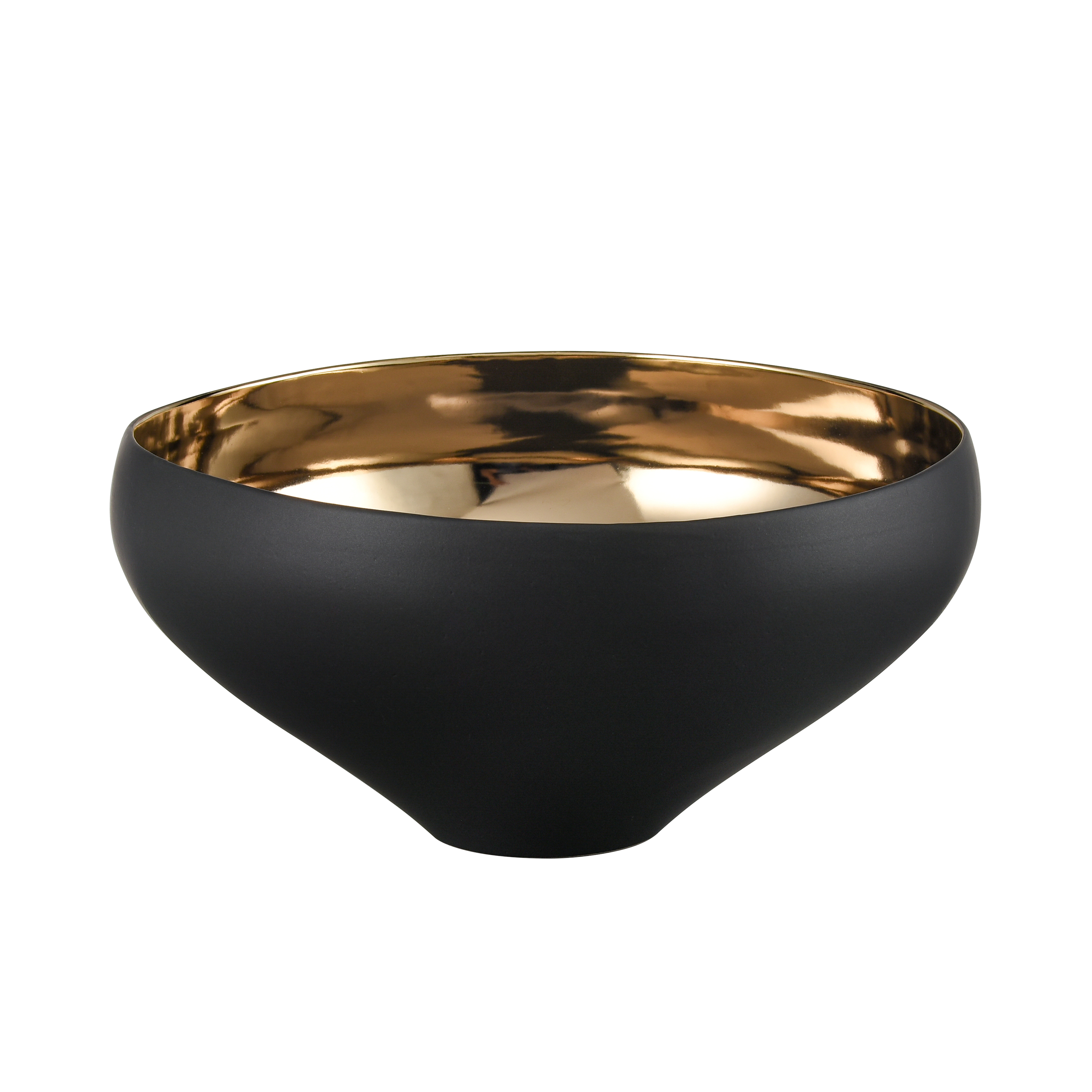 Greer Bowl - Tall Black and Gold Glazed - Elk Home