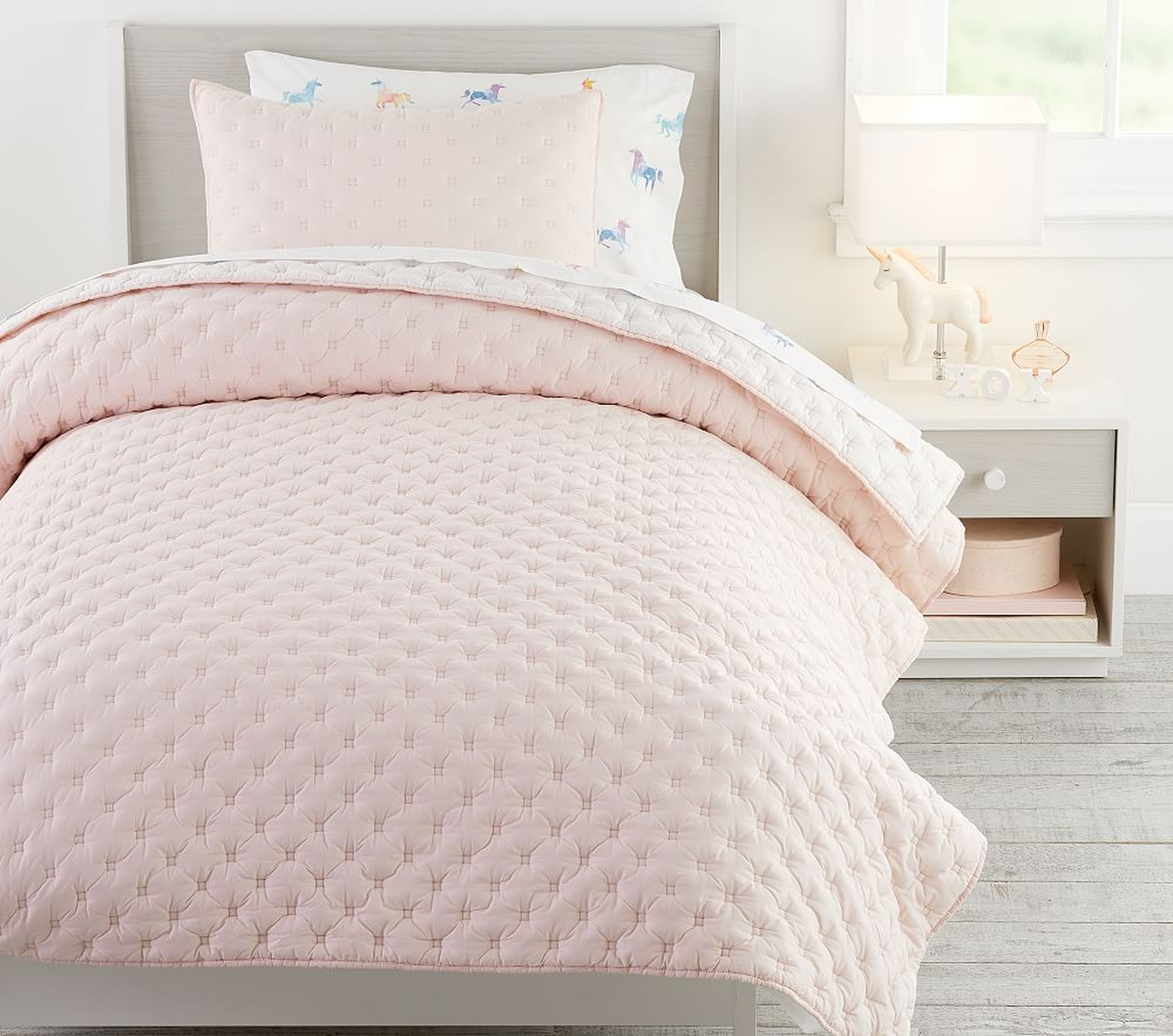 Blush Square Stitch Quilt Full/Queen Bedding Set - Pottery Barn Kids