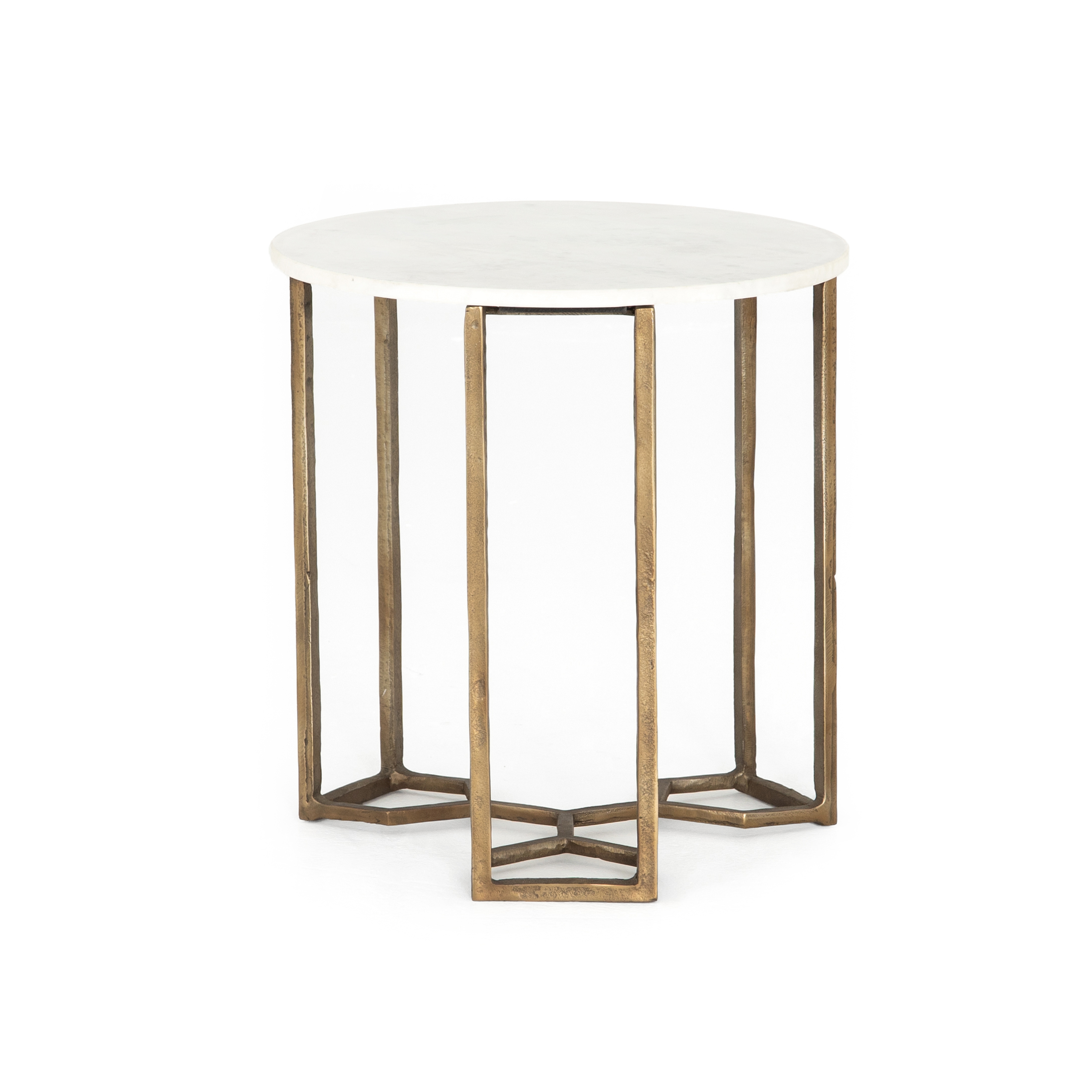 Naomi Marble End Table-Raw Brass - Four Hands