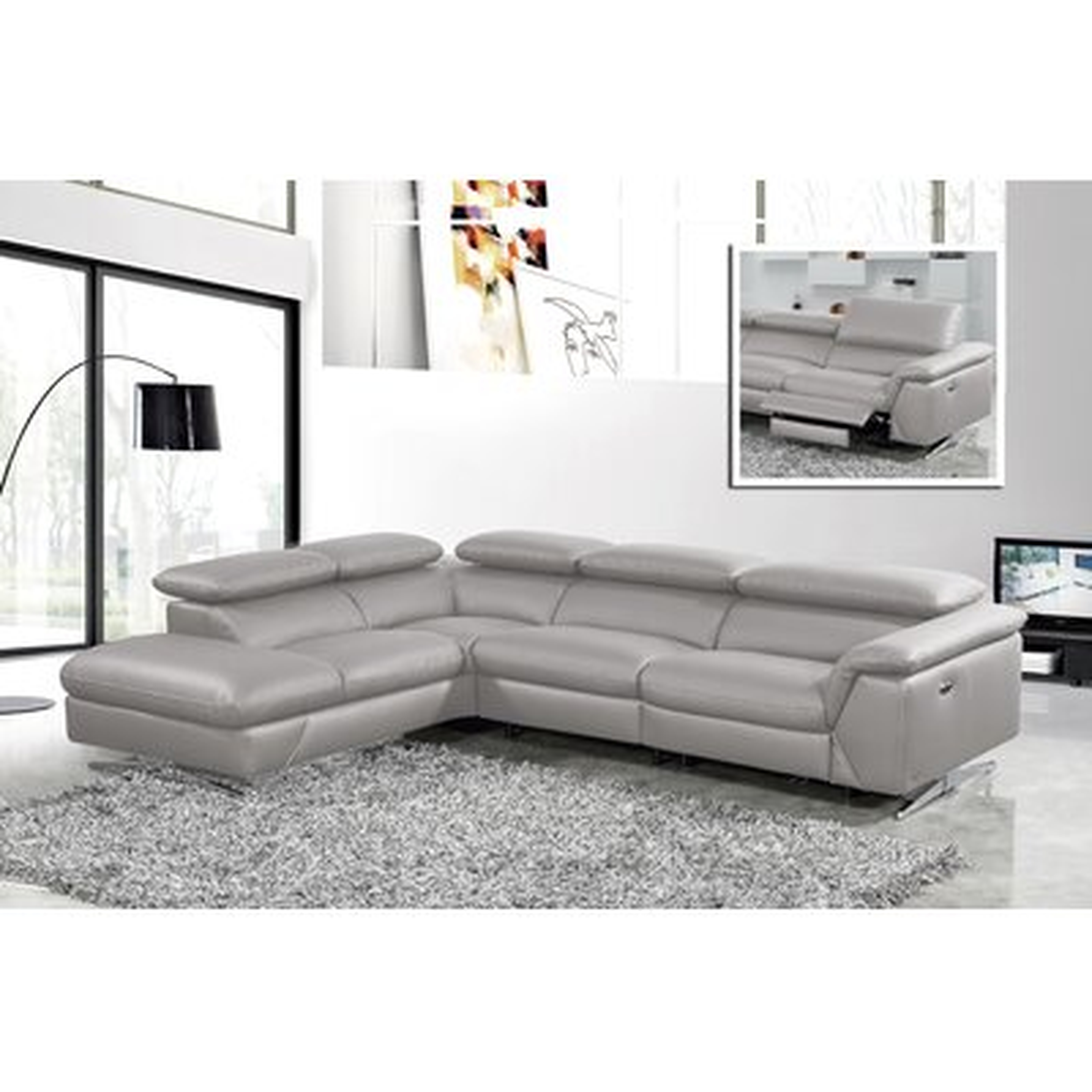 Zayyan 116" Wide Faux Leather Reclining Sofa & Chaise - Wayfair