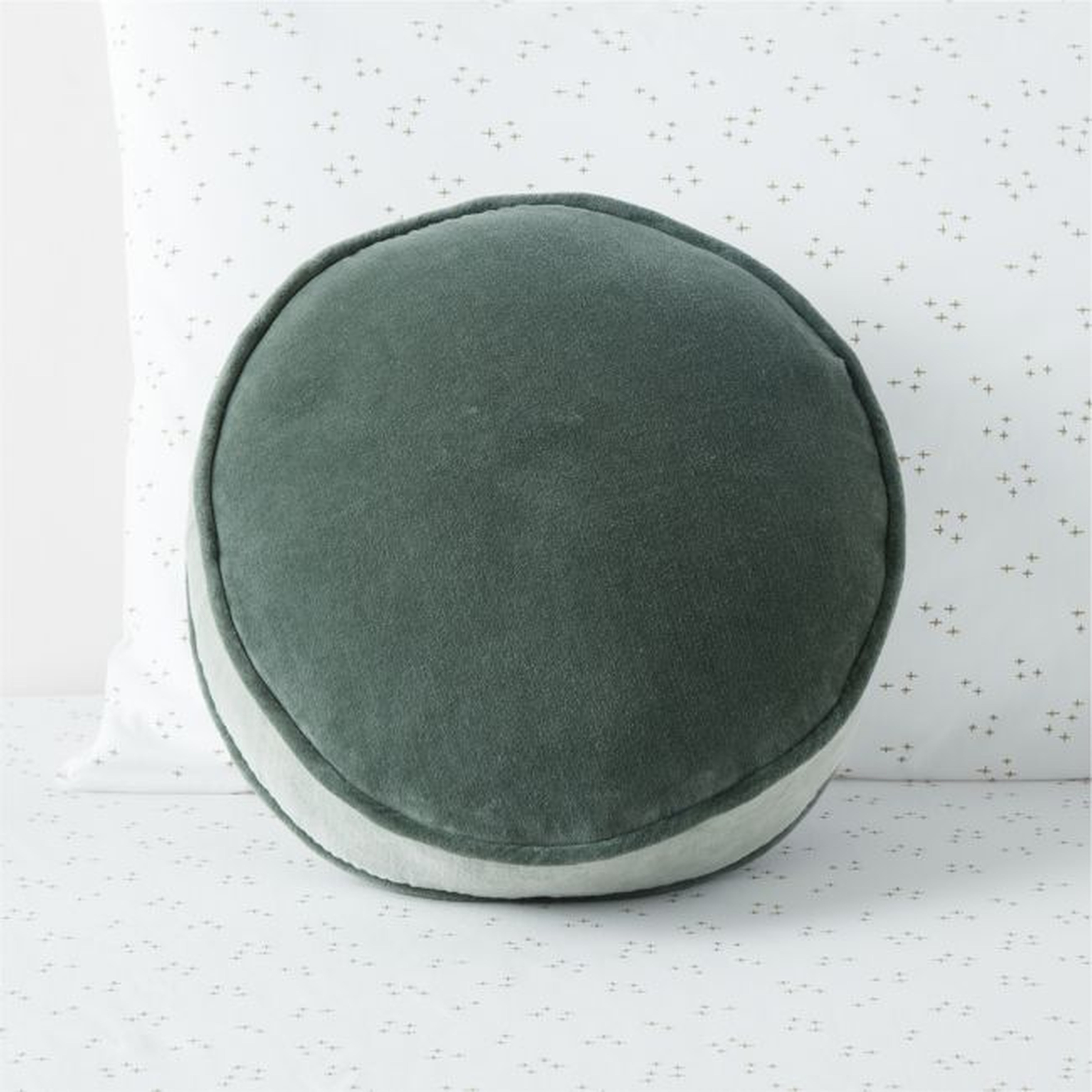Harriet Round Pine Green Velvet Kids Throw Pillow - Crate & Kids
