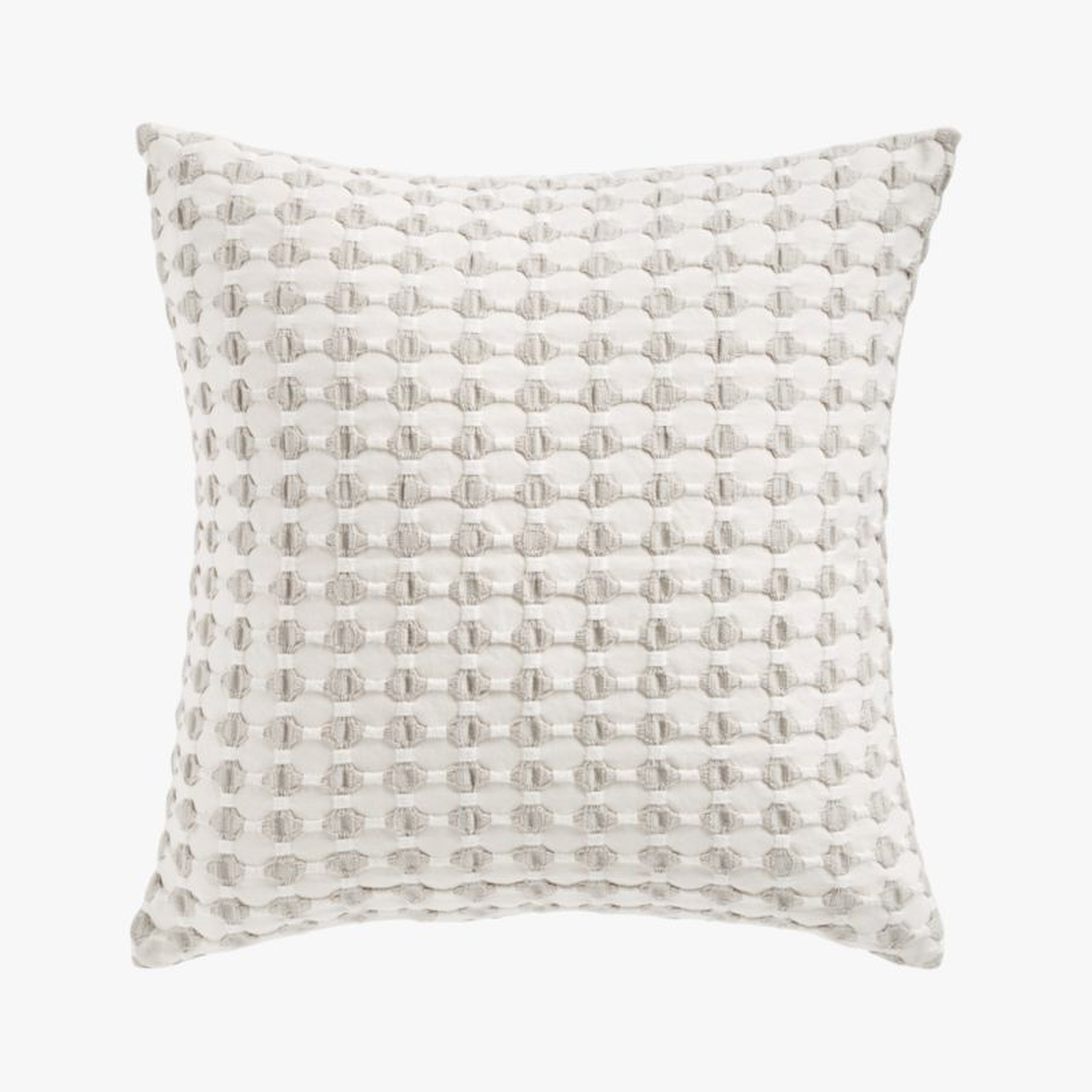 Estela Organic Cotton Pillow with Down-Alternative Insert, Gray & White, 20" x 20" - CB2
