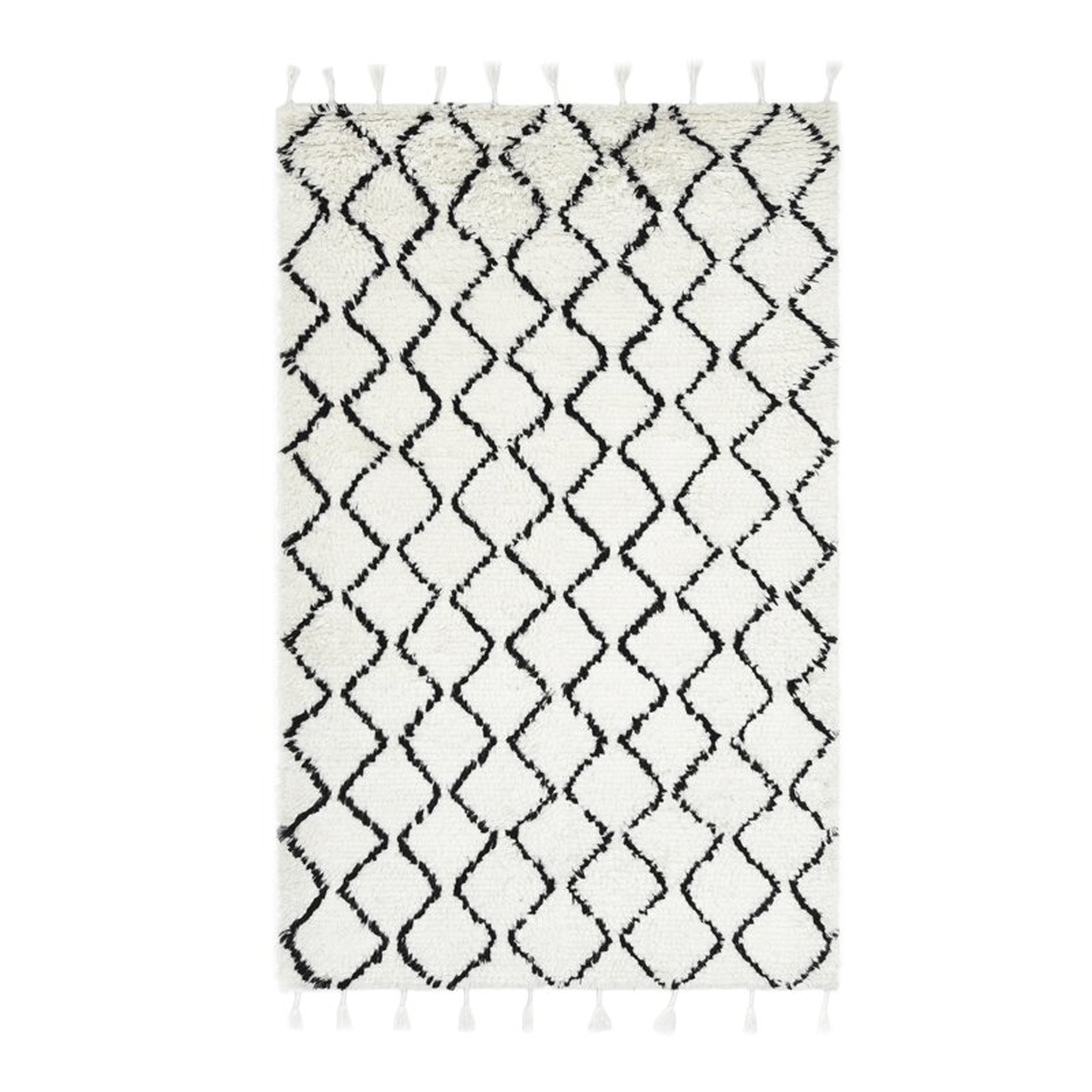 Solo Rugs Floyd Geometric Hand Knotted White/Black Area Rug Rug Size: Rectangle 8' x 10' - Perigold