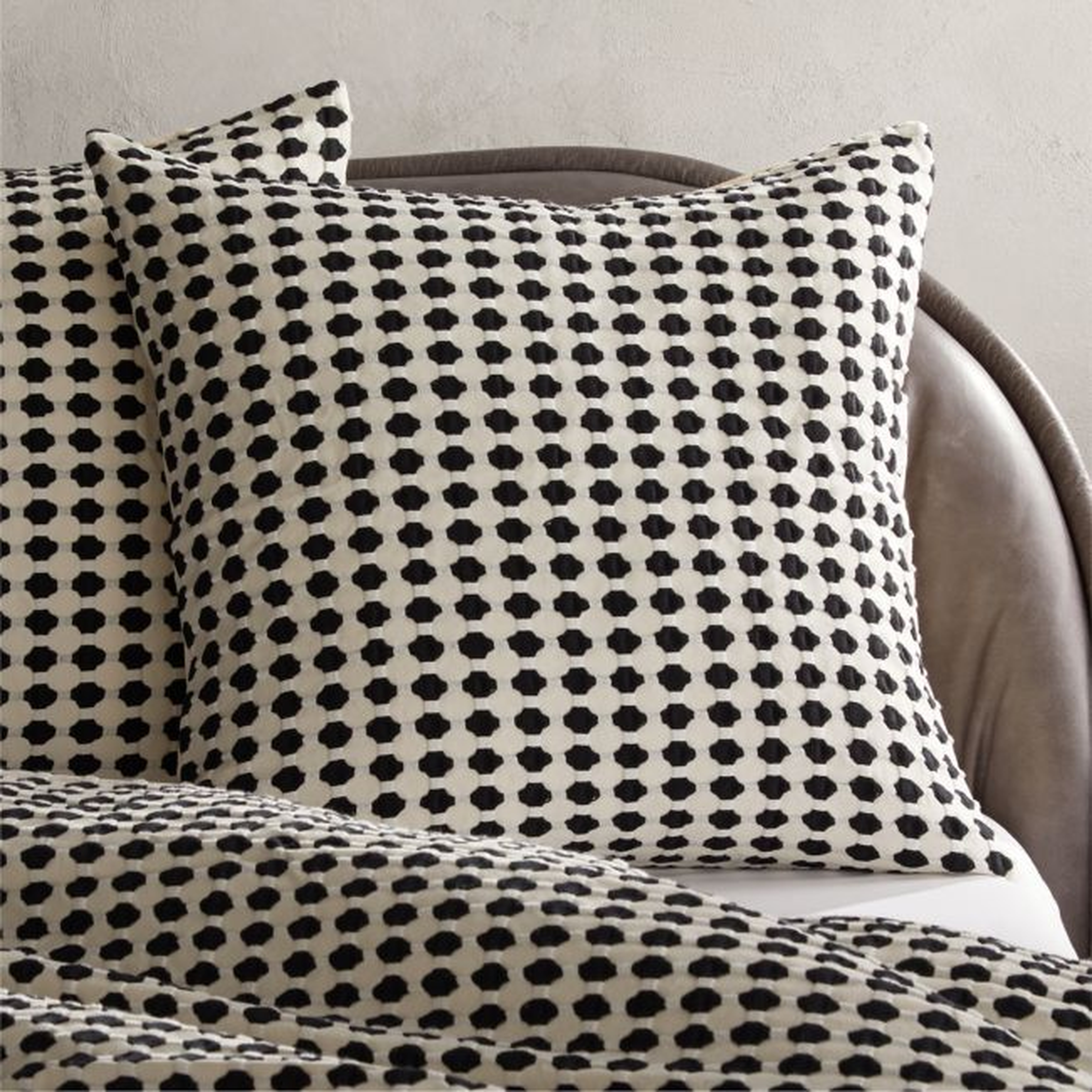 Estela Black and White Organic Cotton Euro Pillow Shams Set of 2 - CB2