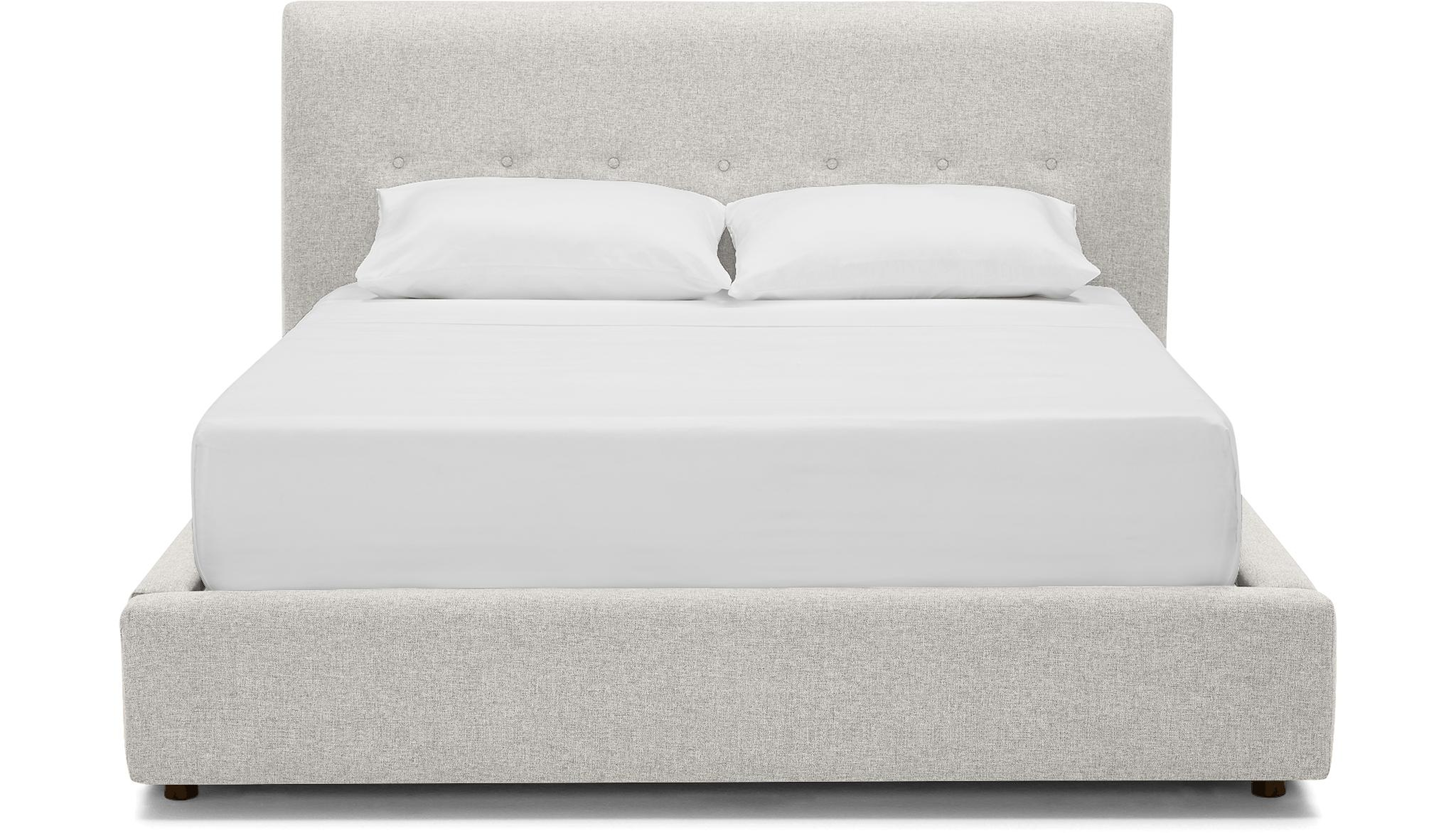 White Alvin Mid Century Modern Storage Bed - Tussah Snow - Mocha - Eastern King - Joybird