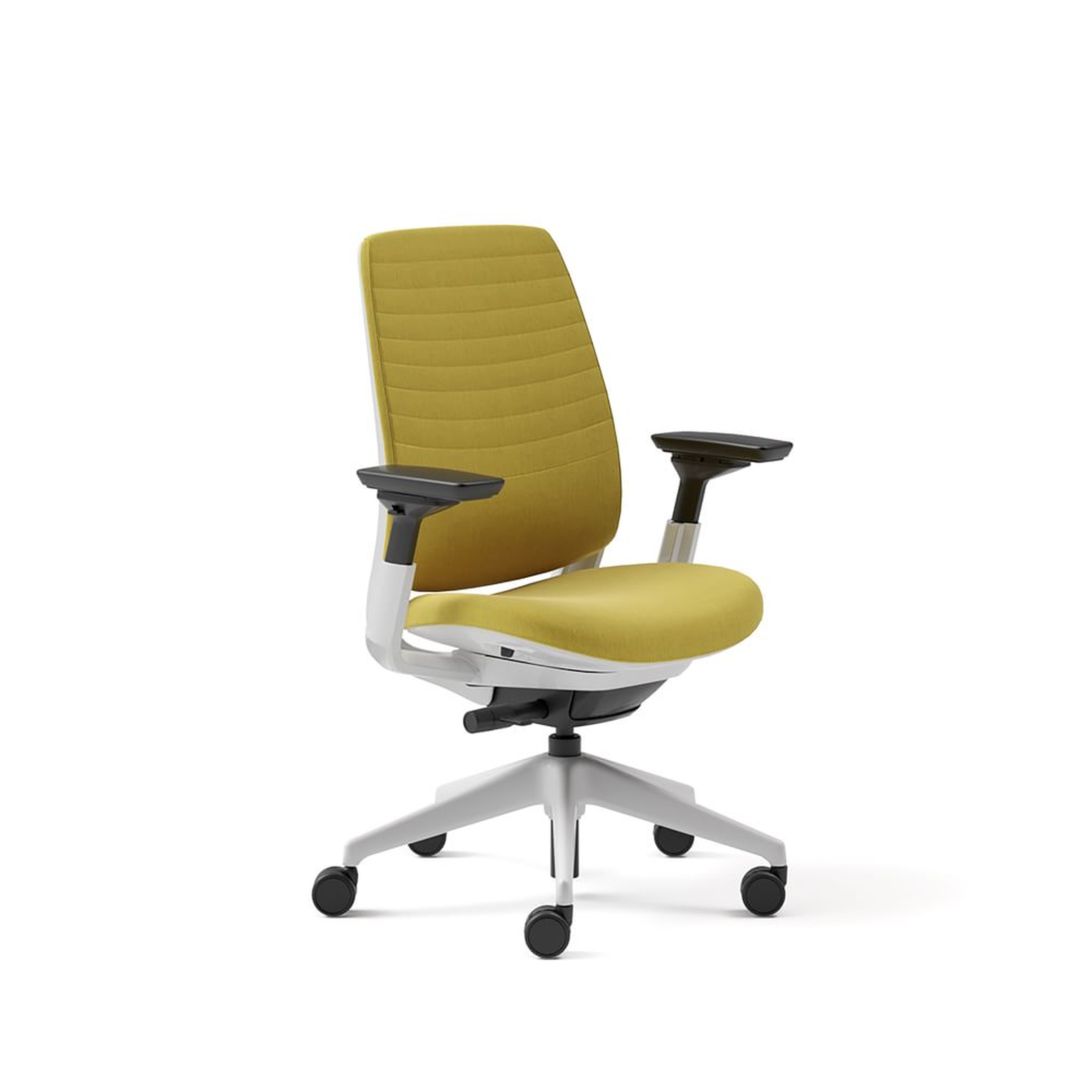 Steelcase Series 2 4-Way Armed Task Chair, Soft Casters Seagull Billiard Cloth; Citron - West Elm