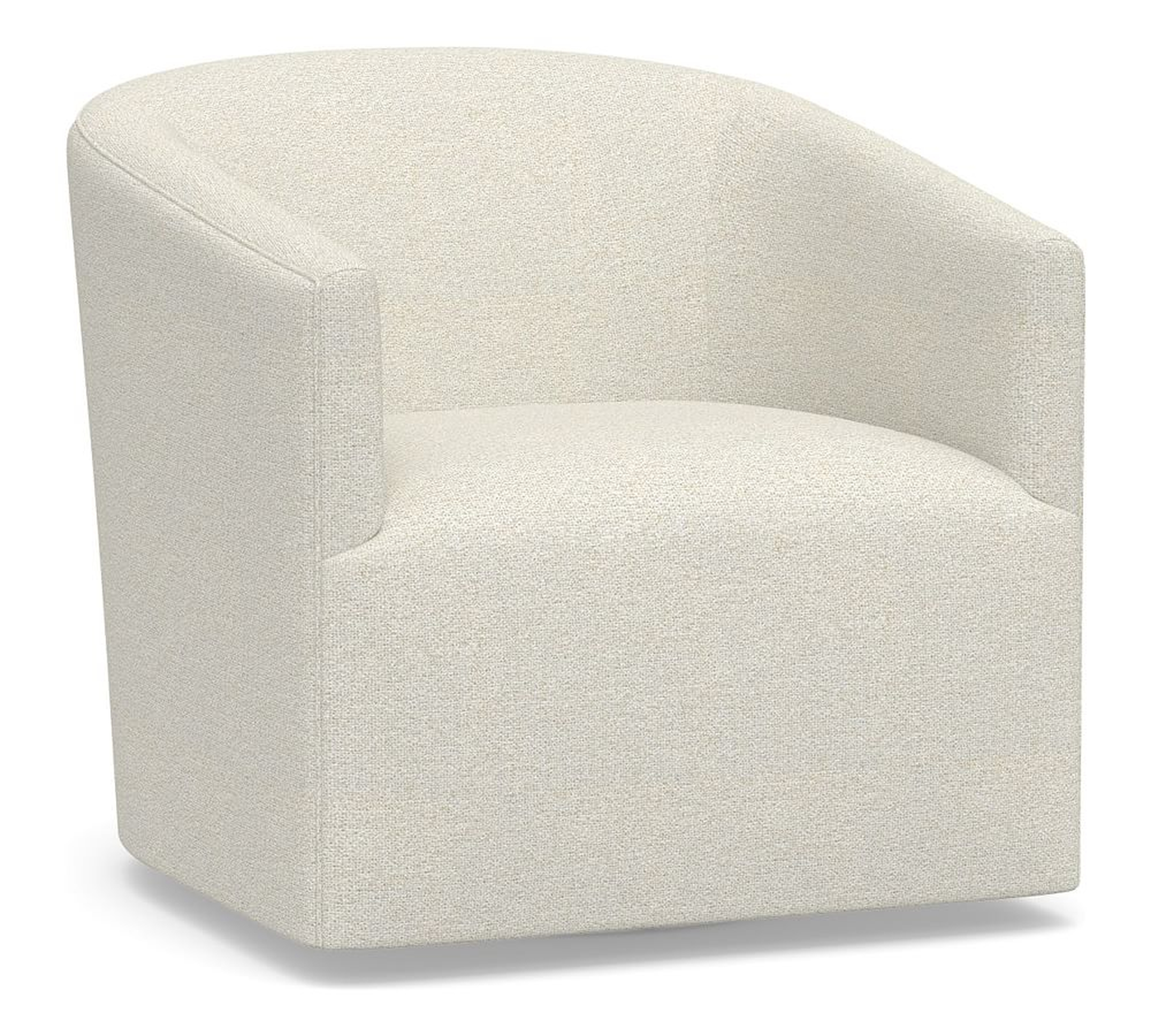 Baldwin Upholstered Swivel Armchair, Polyester Wrapped Cushions, Performance Boucle Oatmeal - Pottery Barn