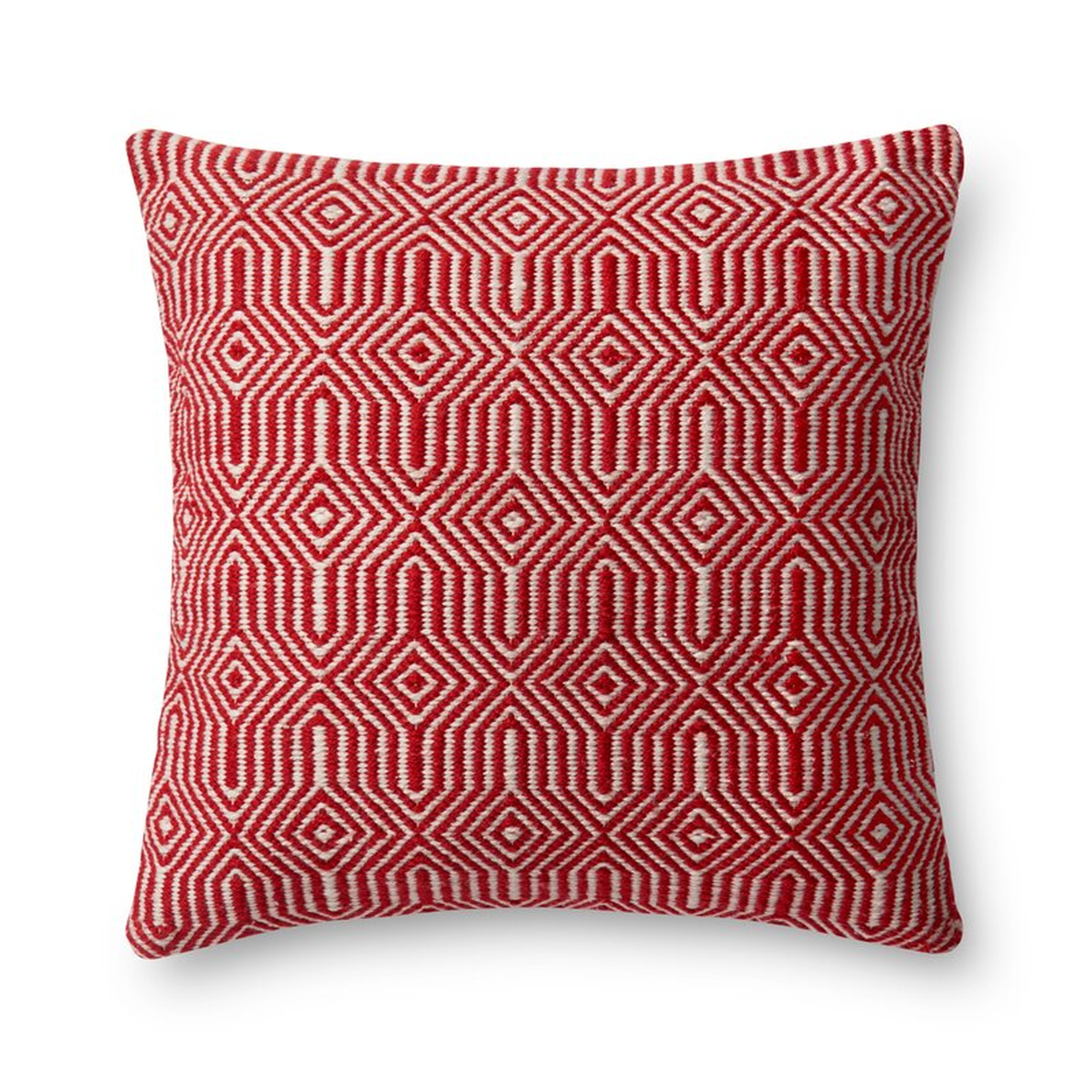 Down Indoor / Outdoor Geometric Throw Pillow Color: Red - Perigold