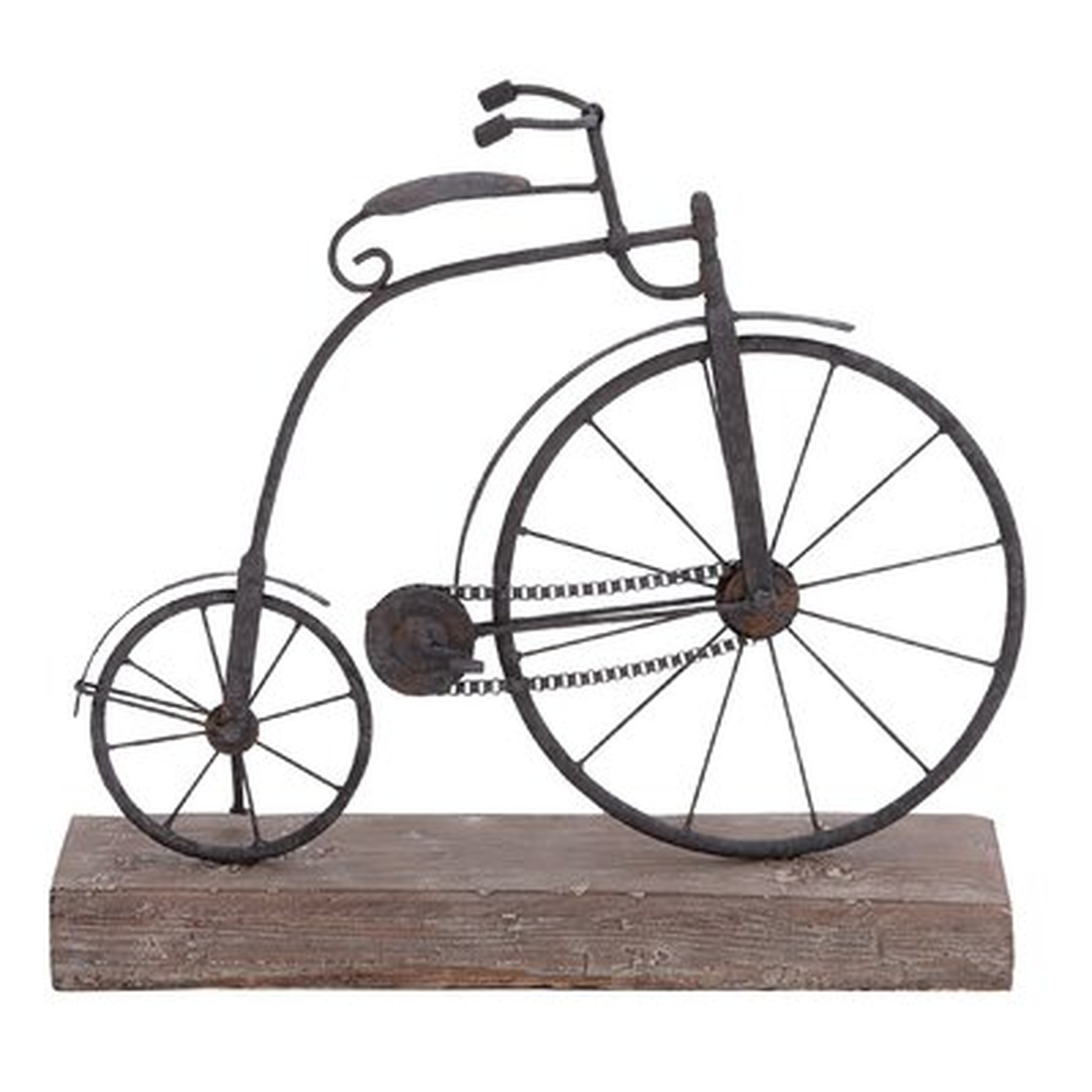 Textured Iron and Fir Decorative Bicycle Sculpture - Birch Lane