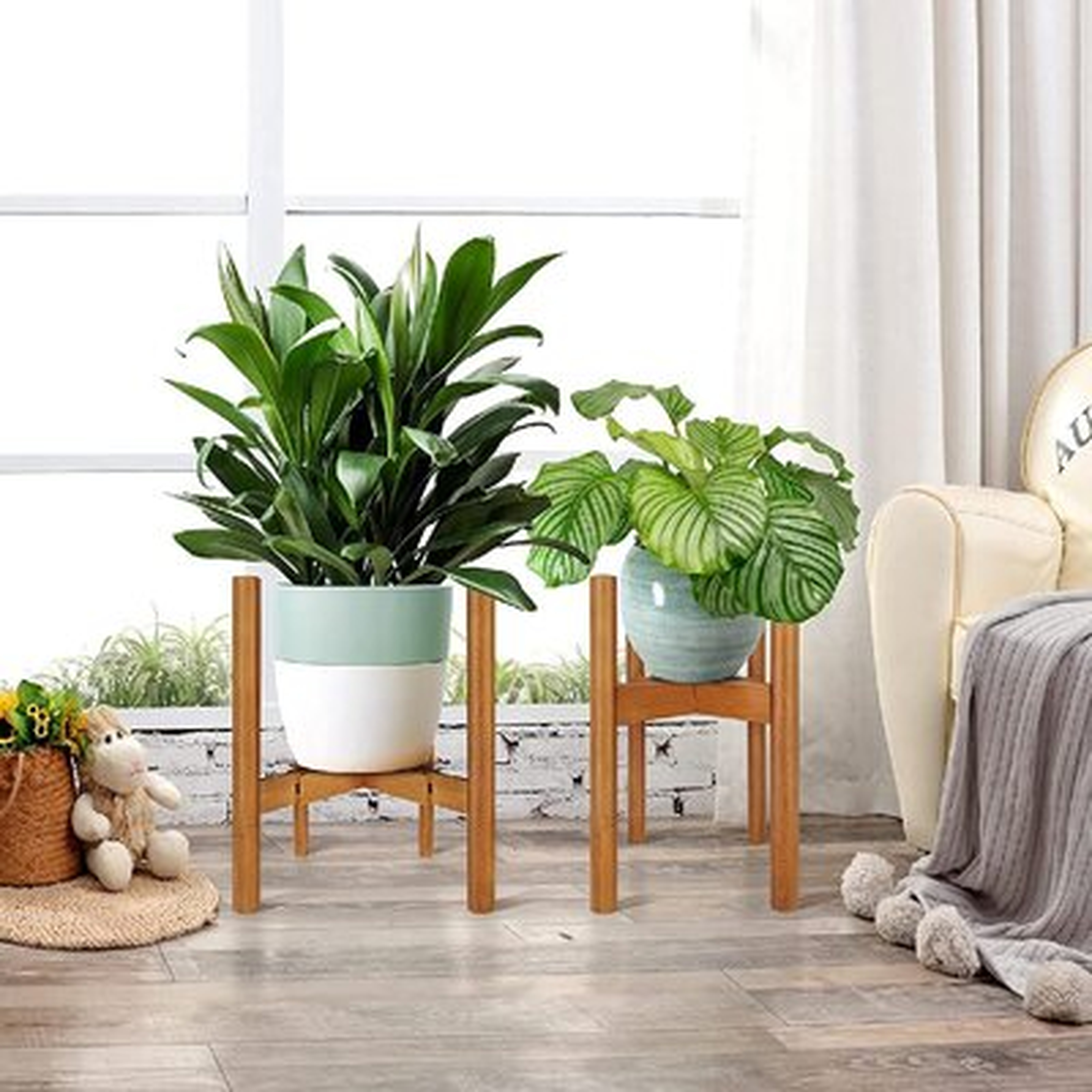 2Pack Plant Stand Bamboo Plant Stands Adjustable 8-12Inches Tall Plant Stand Single Plant Stand Mid Century Indoor Outdoor Plant Stand - Wayfair