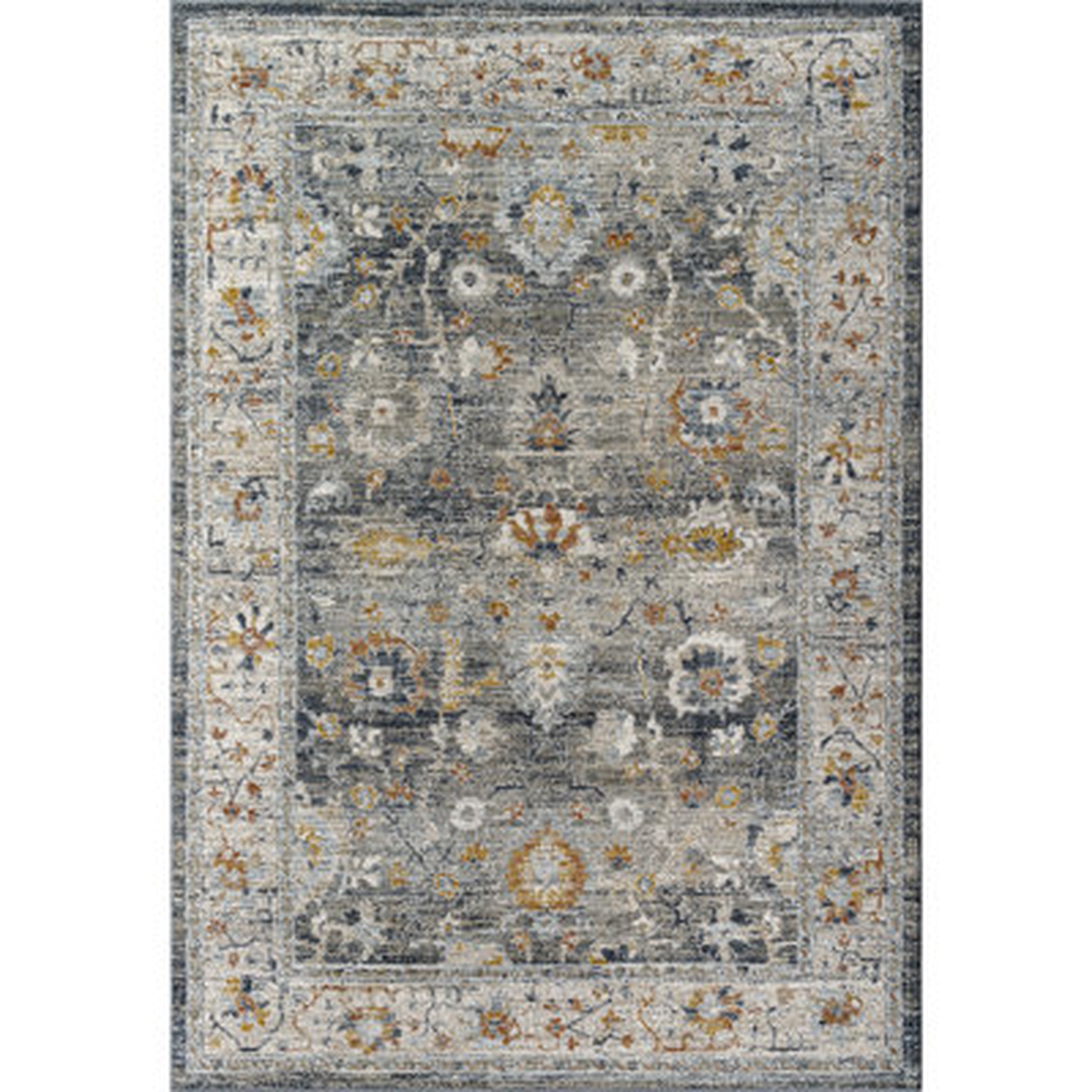 Jiem Oriental Machine Woven Polyester Area Rug in Cream/Gray - Wayfair